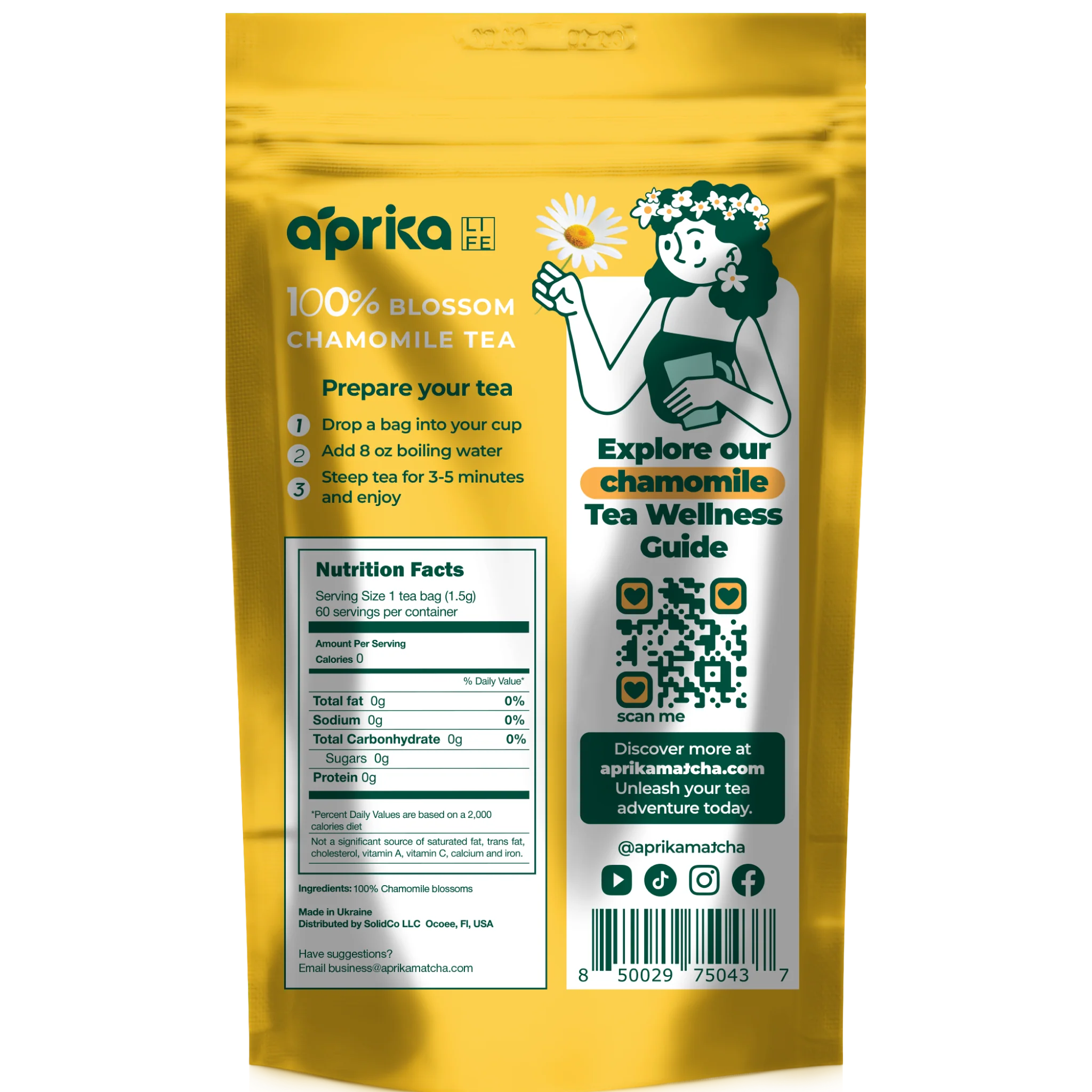 Aprika Life 100% Pure Chamomile Herbal Tea, 60 Bags - Image 9