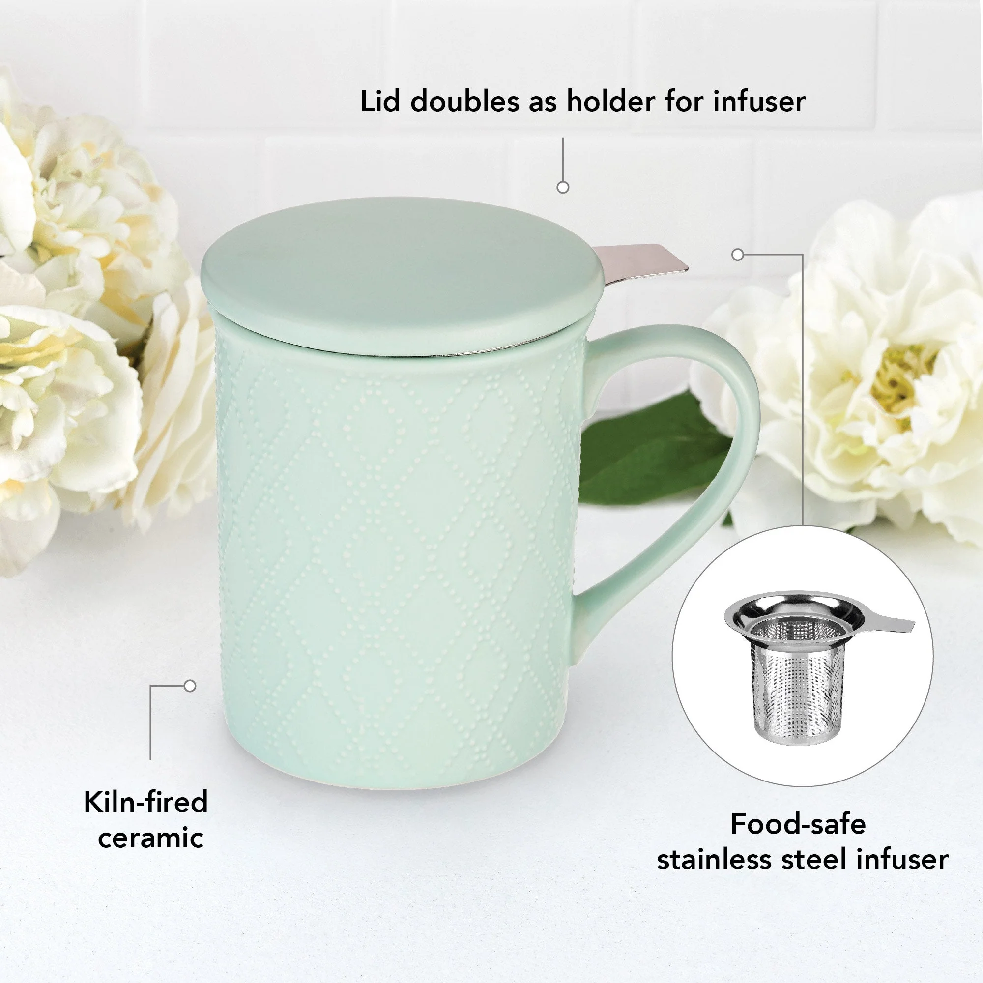 Pinky Up Annette: Souk Mint Ceramic Tea Mug & Infuser - Image 4