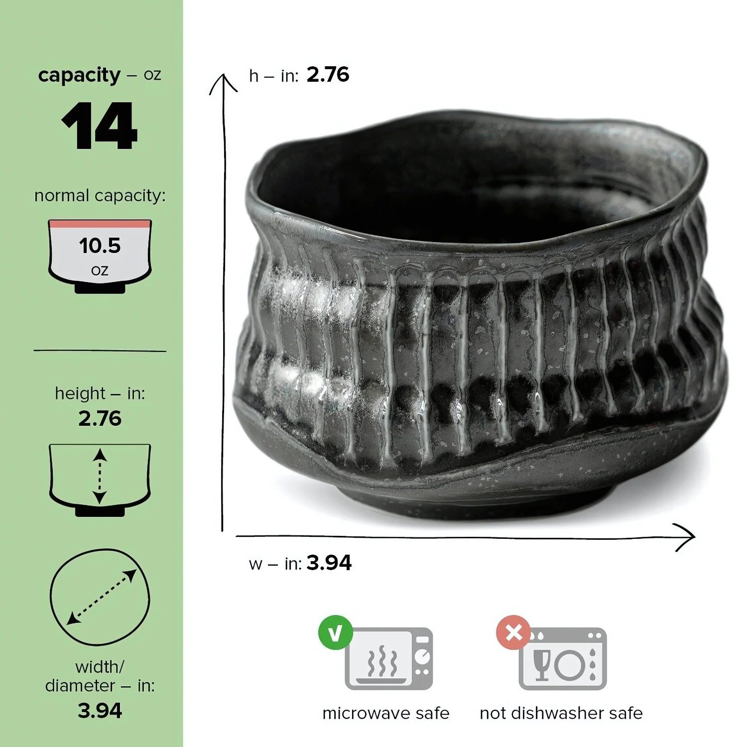 Aprika Life Black Ceramic Meisen Matcha Bowl - Image 3