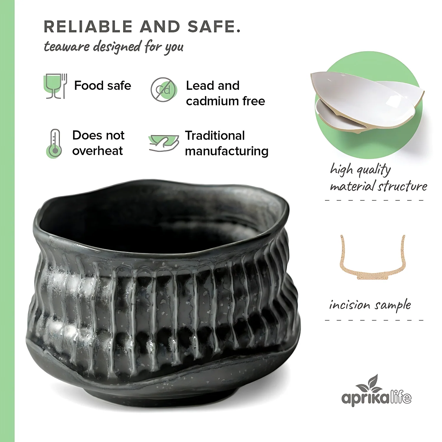 Aprika Life Black Ceramic Meisen Matcha Bowl - Image 4