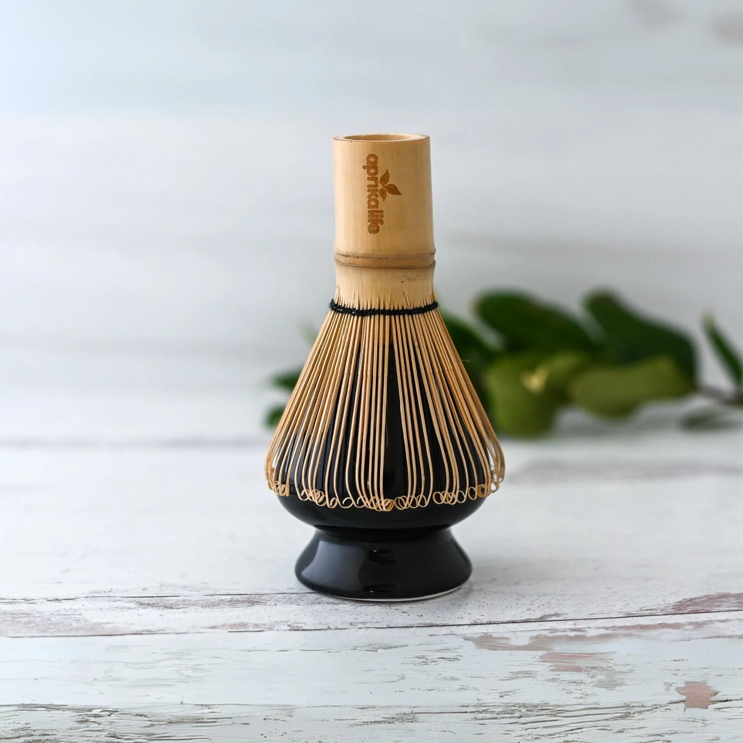 Aprika Life Black Matcha Whisk Holder and Bamboo Whisk Set - Image 4