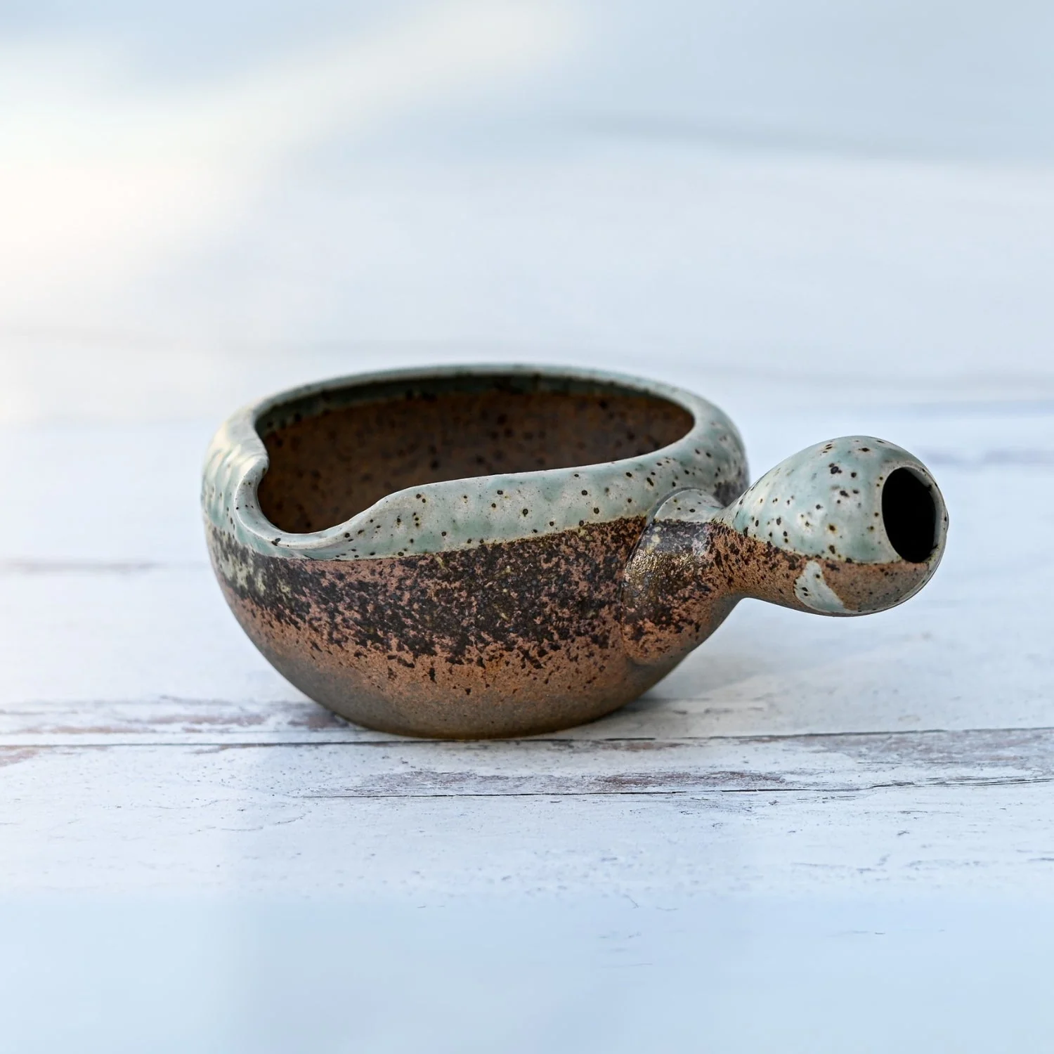 Aprika Life Brown Ceramic Matcha Bowl with Spout - Image 2