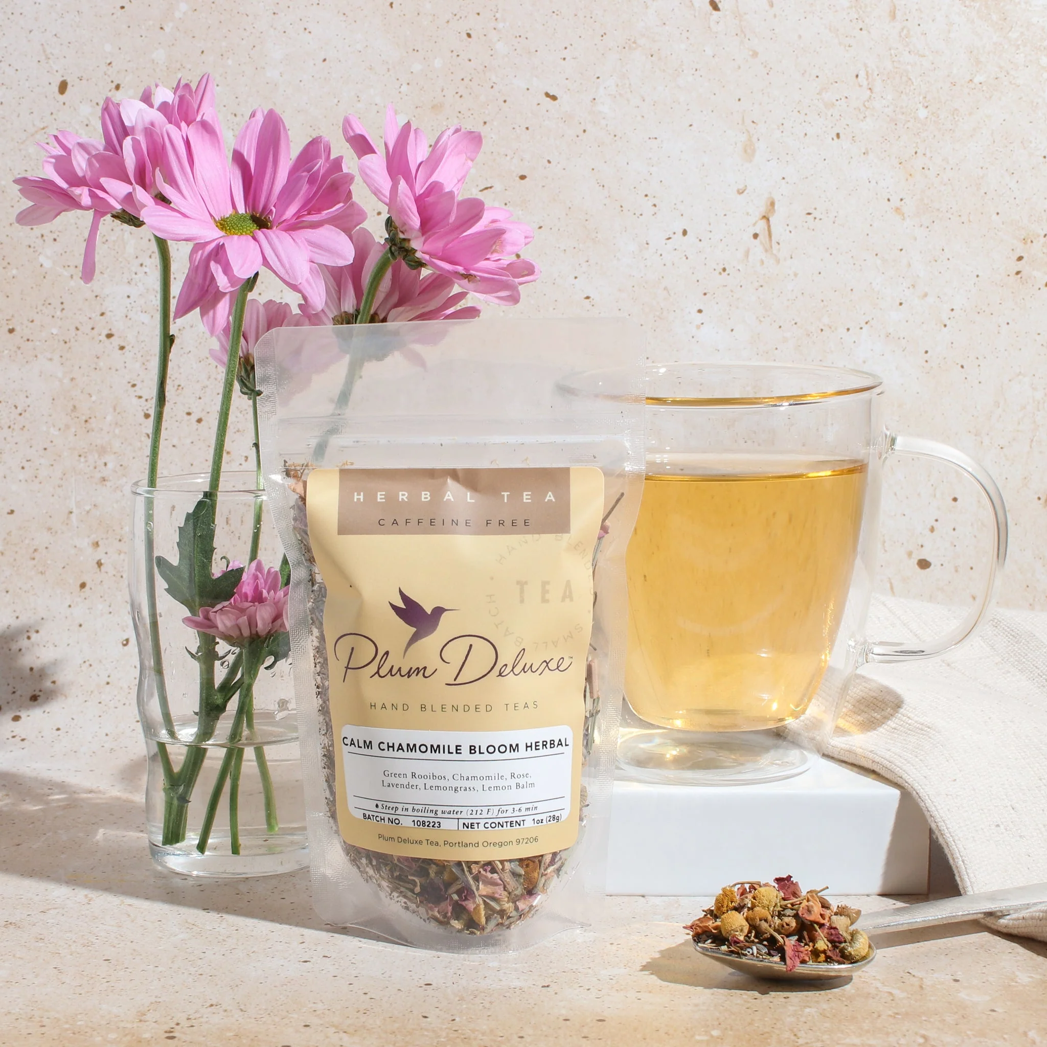 Plum Deluxe Calm Chamomile Bloom Herbal Tea (Rose - Lavender) - Image 2