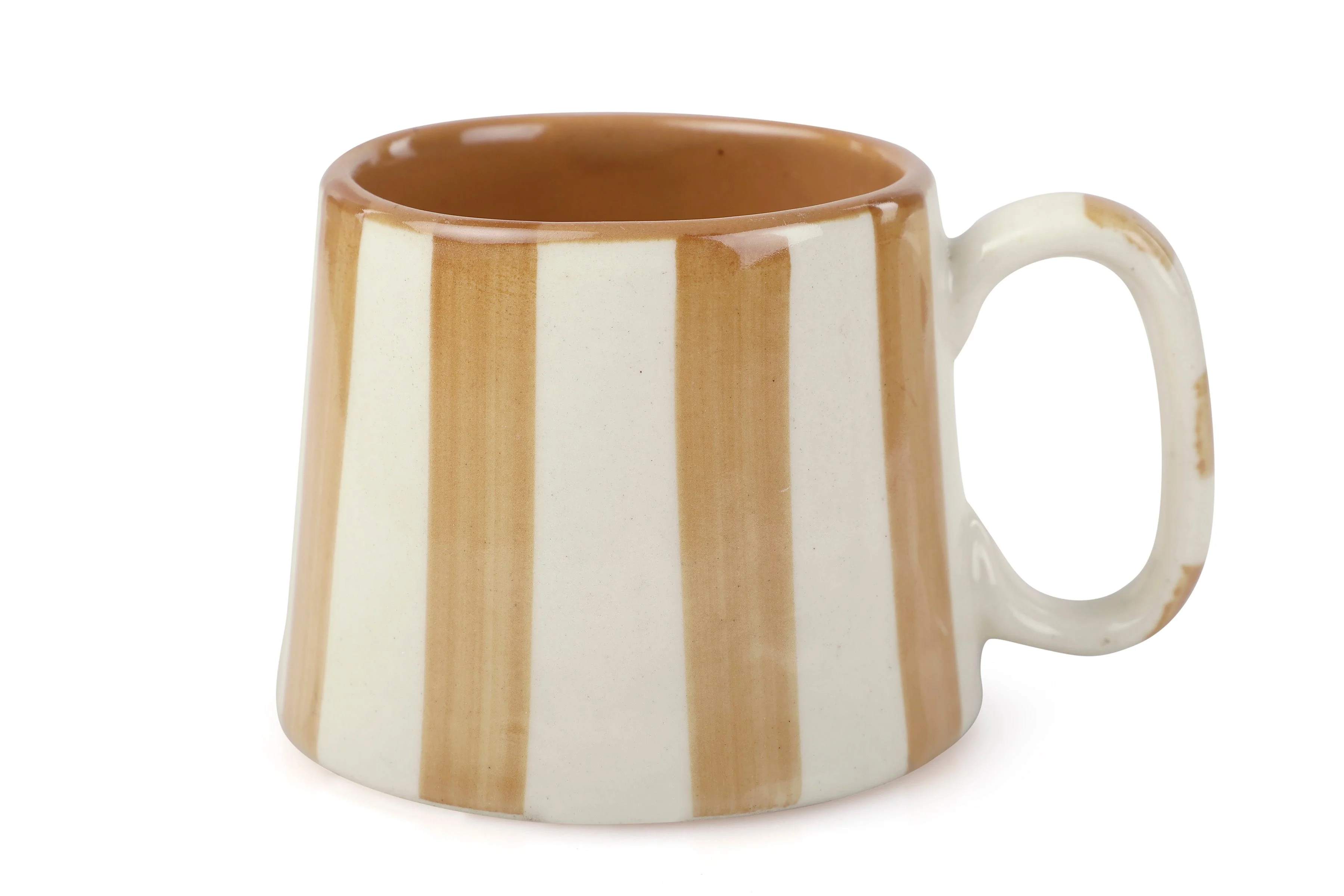 Casa Amarosa Ceramic Brown Stripe Cup - 3.5 x 2.5 Inches ( Set of 4 ) - Image 2