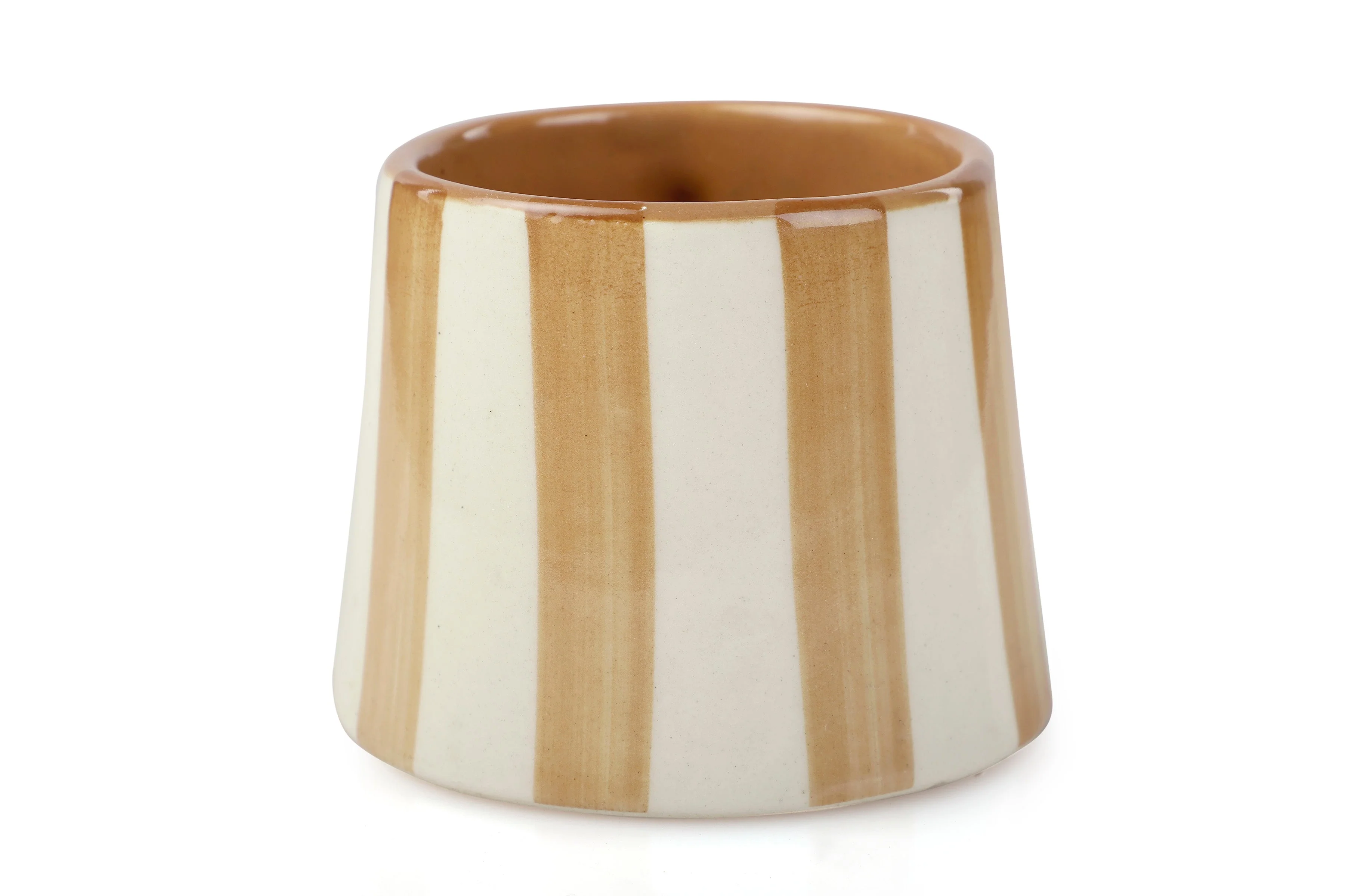 Casa Amarosa Ceramic Brown Stripe Cup - 3.5 x 2.5 Inches ( Set of 4 ) - Image 5