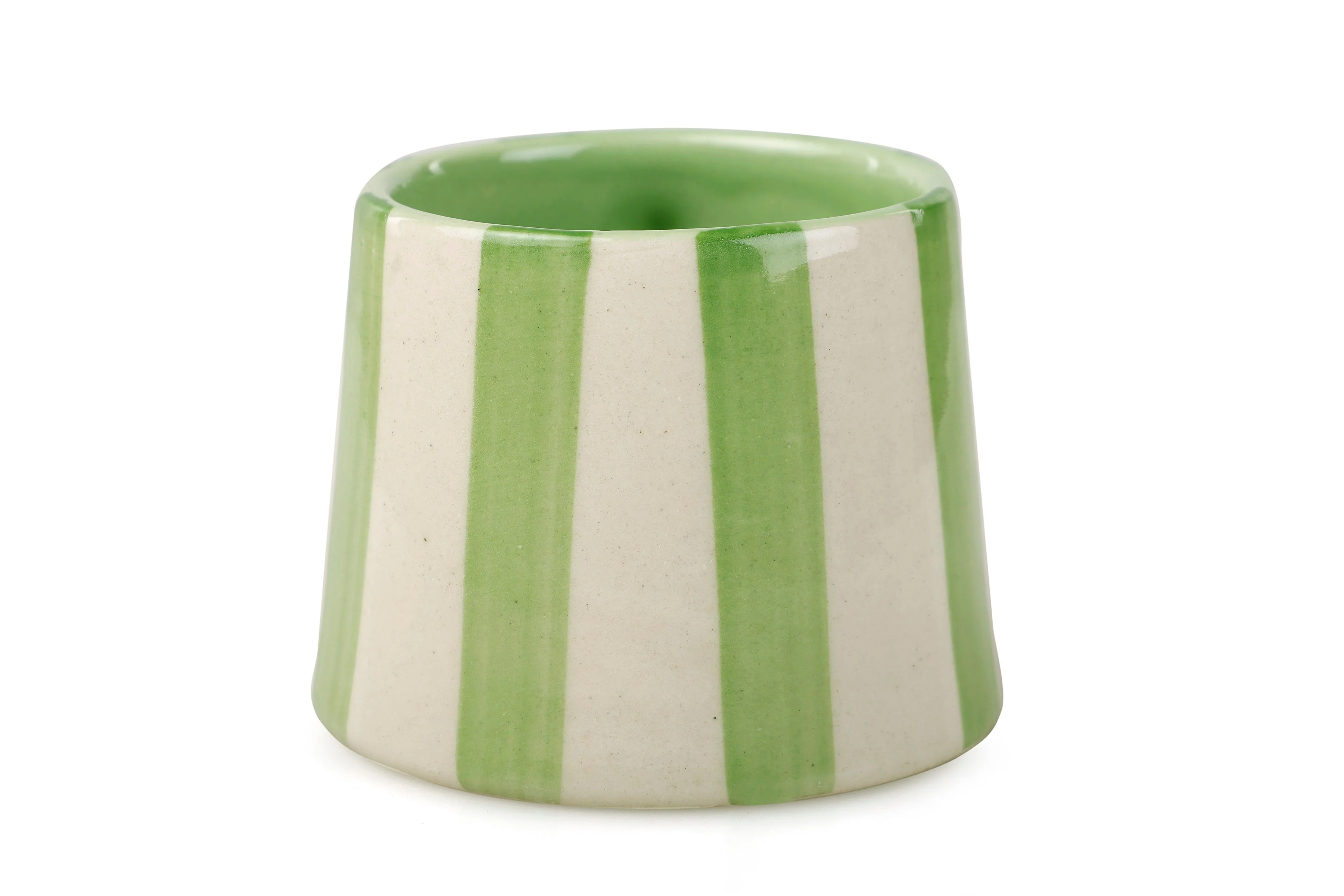 Casa Amarosa Ceramic Green Stripe Cup - 3.5 x 2.5 Inches ( Set of 4 ) - Image 5
