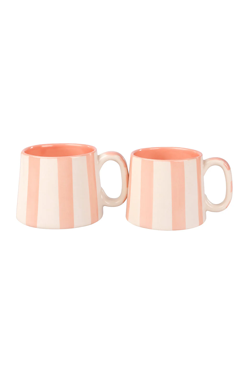 Casa Amarosa Ceramic Pink Stripe Cup- 220ml - 3.5 x 2.5 Inches (Set of 2)