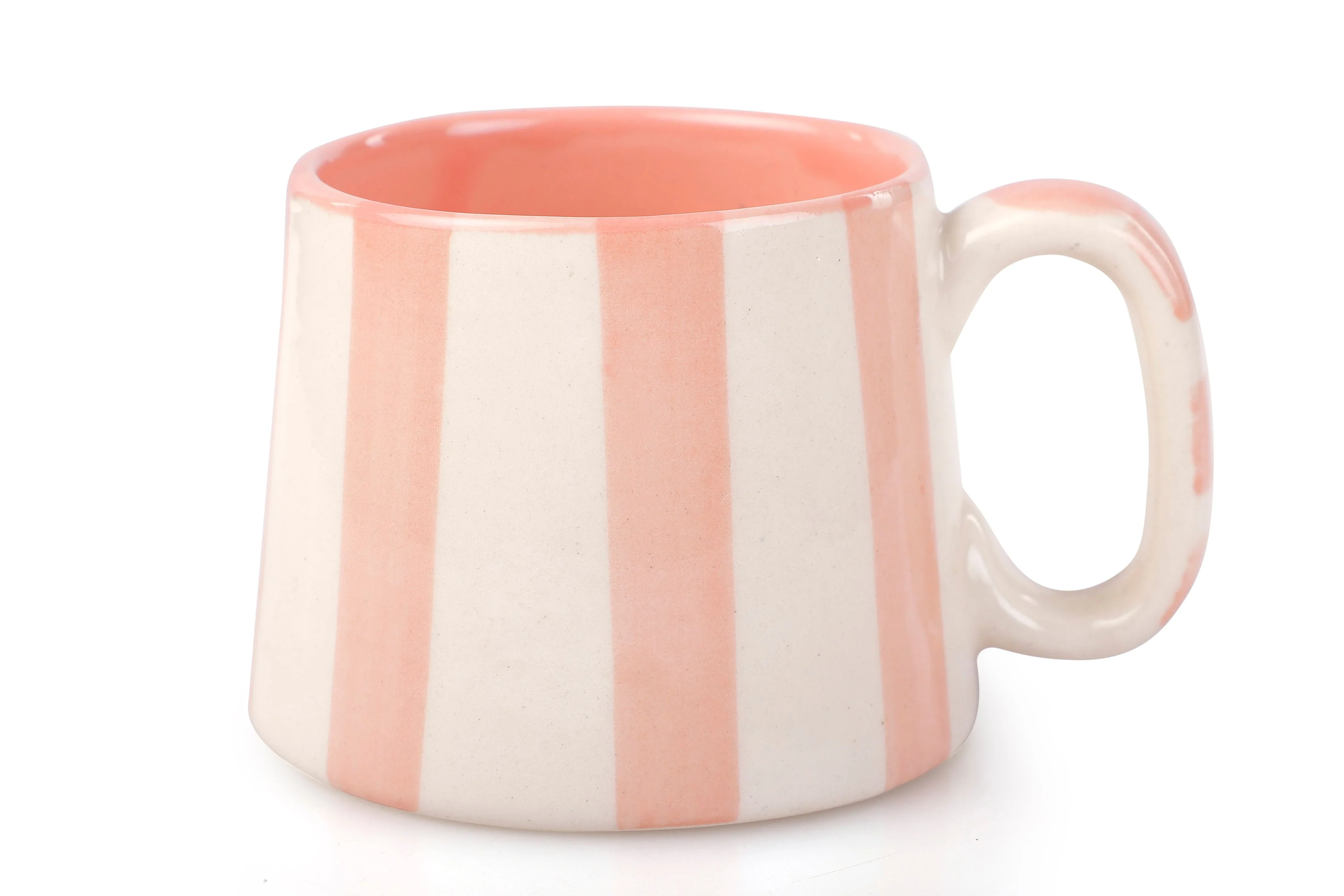 Casa Amarosa Ceramic Pink Stripe Cup- 220ml - 3.5 x 2.5 Inches (Set of 2) - Image 2