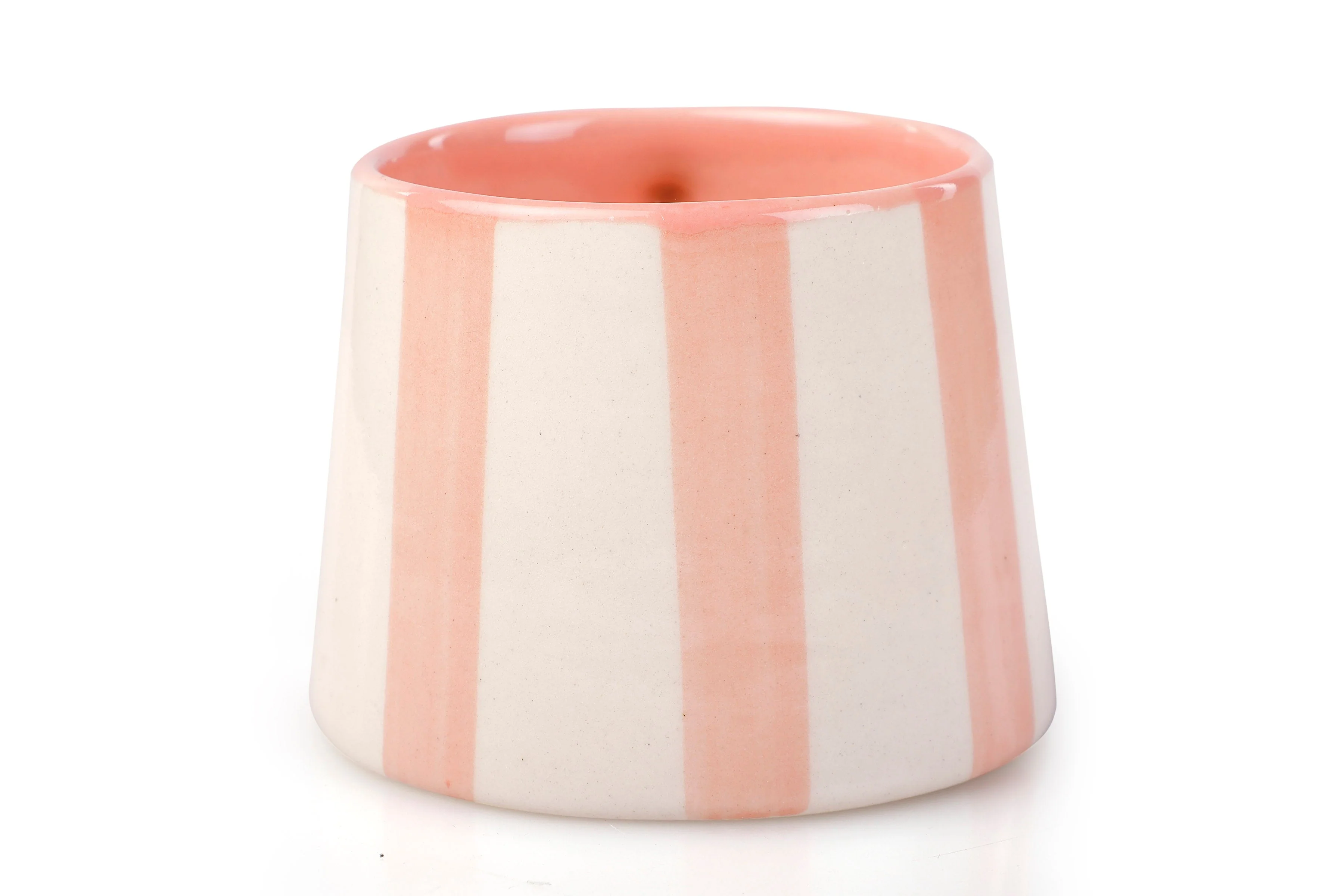 Casa Amarosa Ceramic Pink Stripe Cup- 220ml - 3.5 x 2.5 Inches (Set of 4) - Image 4
