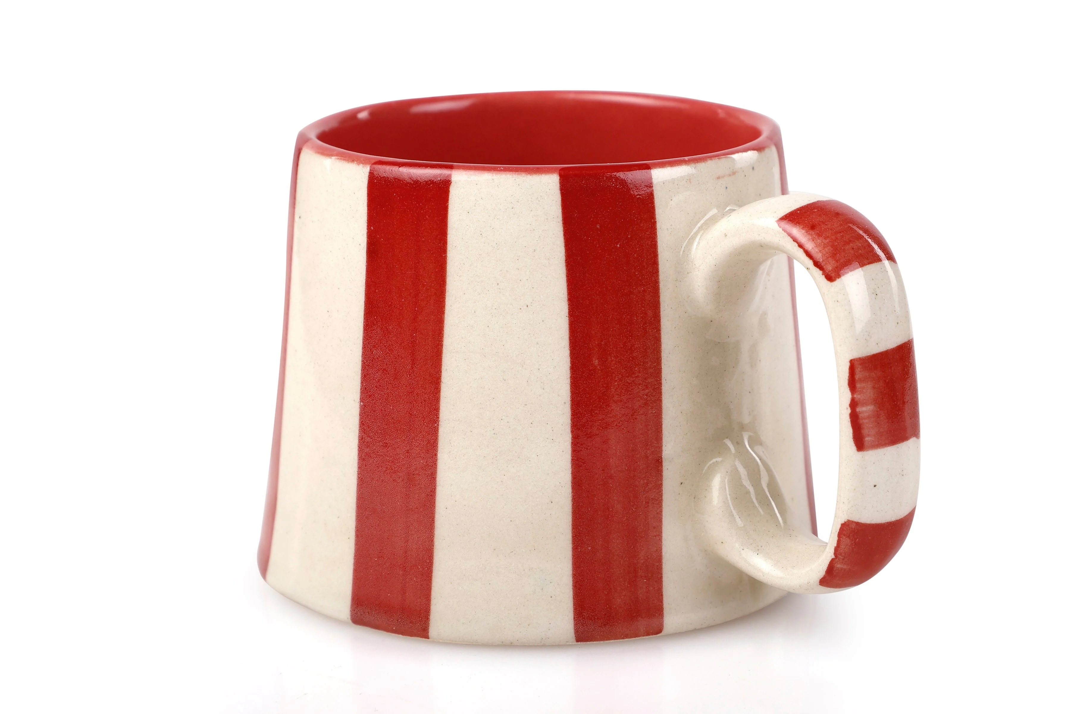 Casa Amarosa Ceramic Red Stripe Cup - 3.5 x 2.5 Inches ( Set of 2 ) - Image 9