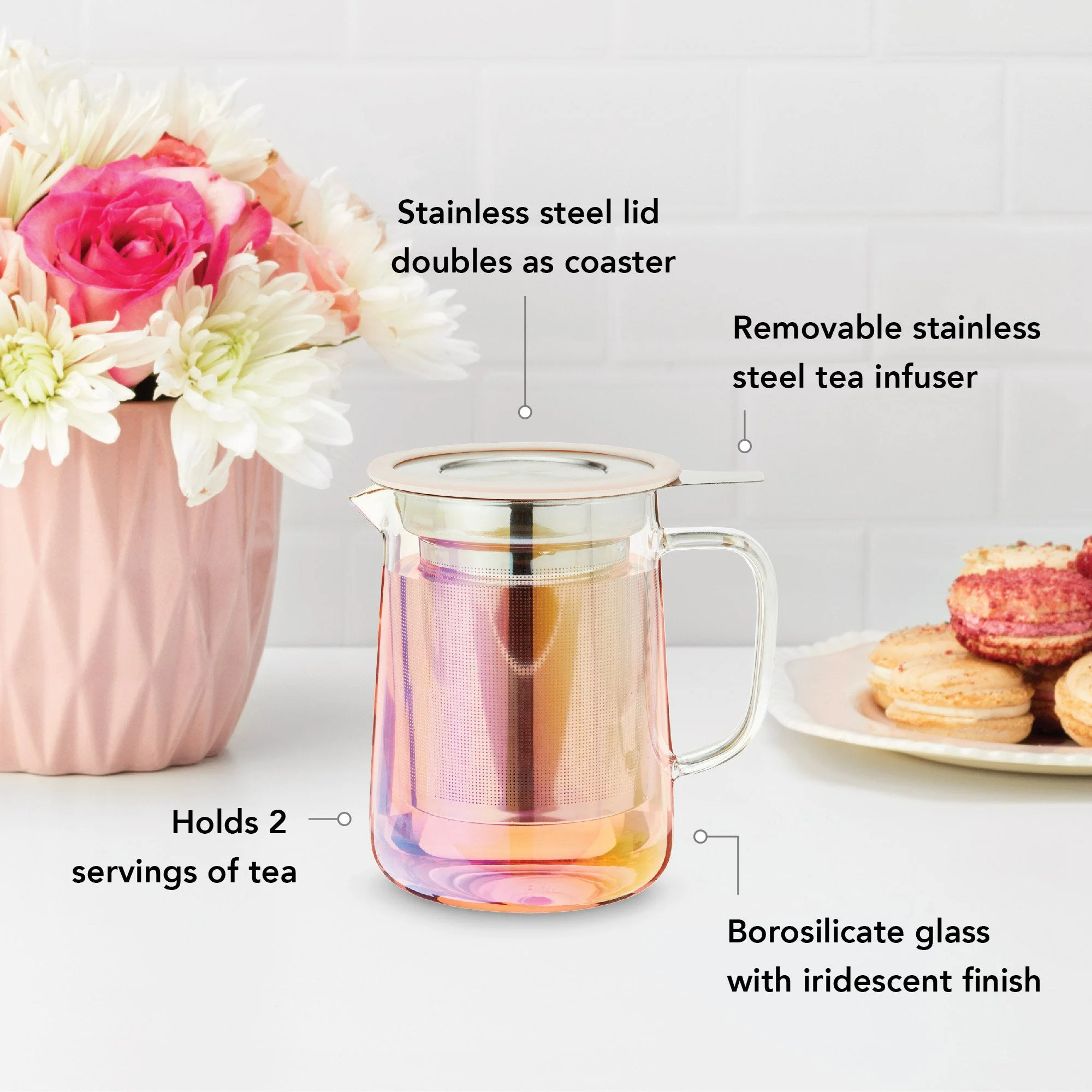 Pinky Up Chas Mini Glass Teapot & Infuser - Image 4