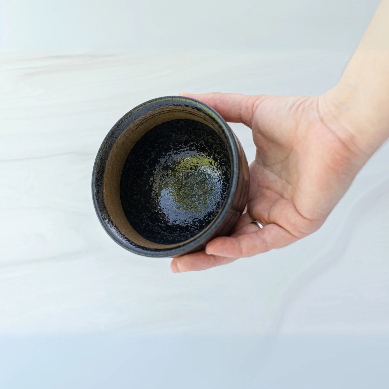 Aprika Life Dark Brown Glaze Ceramic Matcha Bowl - Image 3