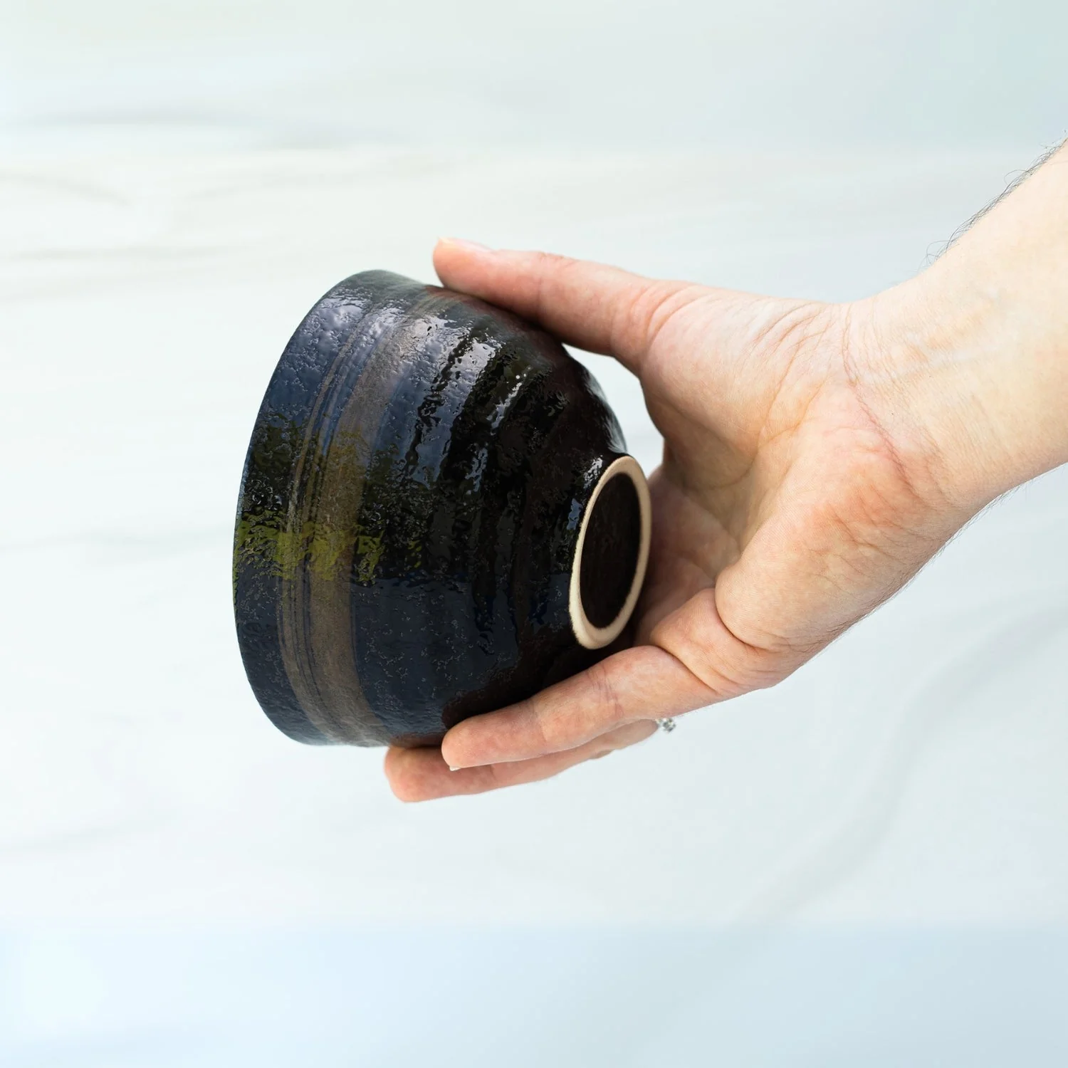 Aprika Life Dark Brown Glaze Ceramic Matcha Bowl - Image 4