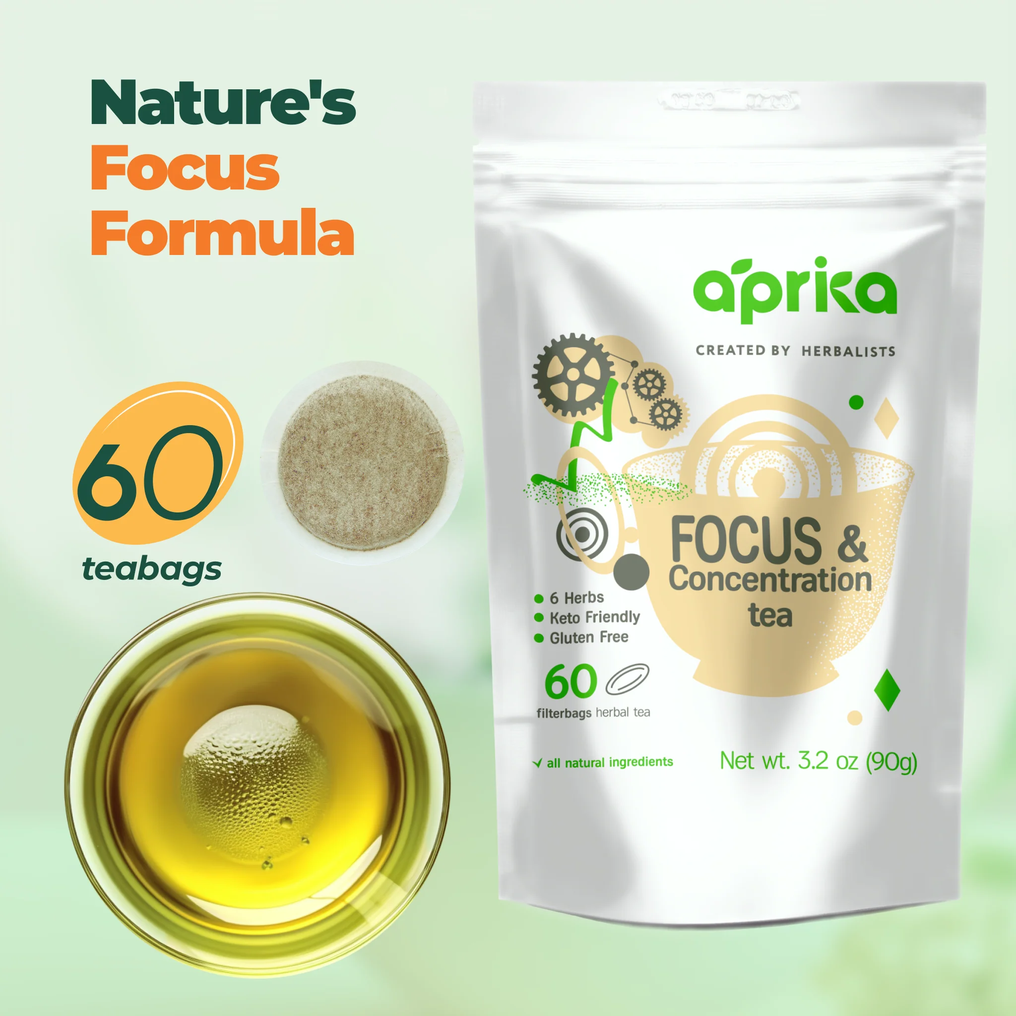 Aprika Life Focus & Concentration Herbal Tea, 60 Bags - Image 5