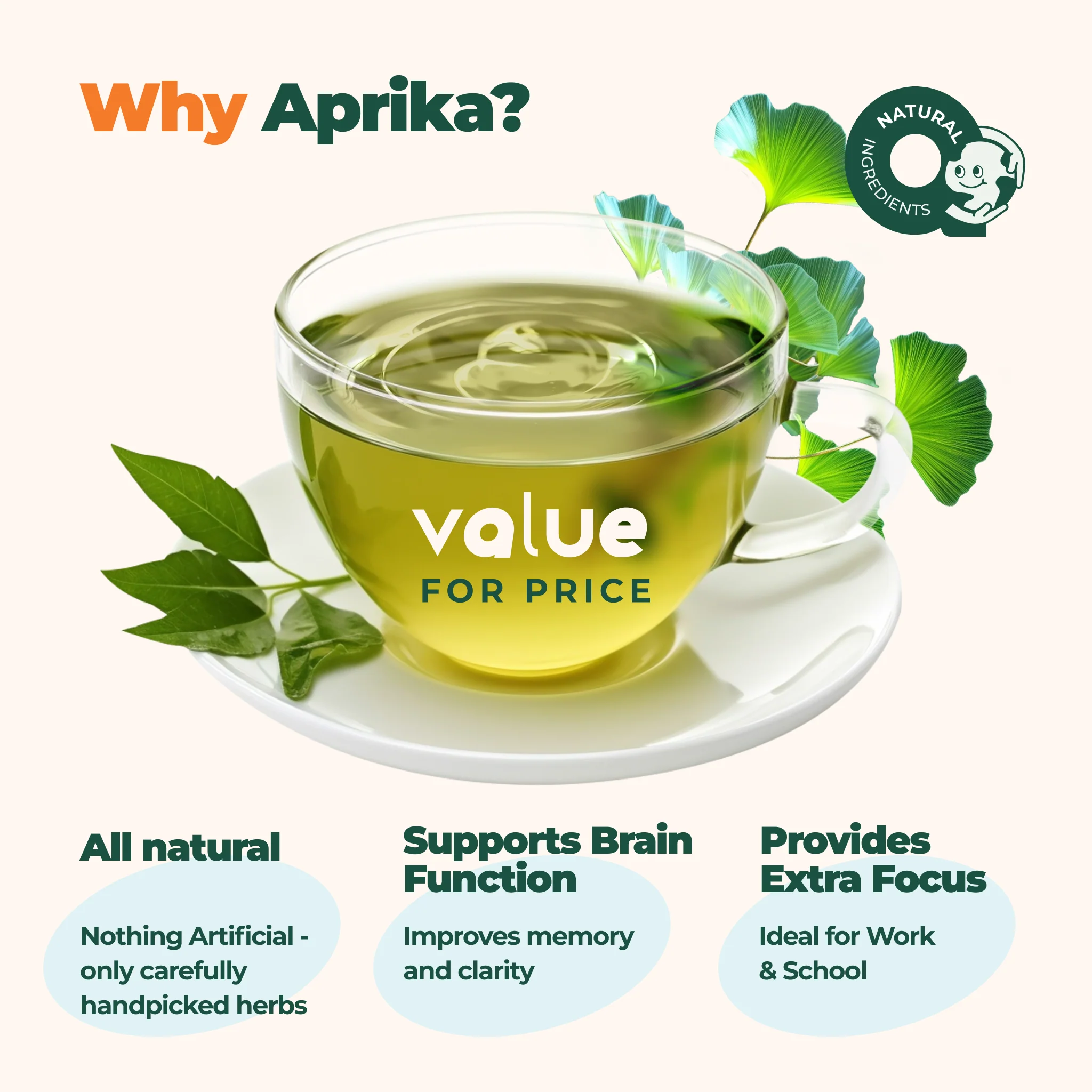 Aprika Life Focus & Concentration Herbal Tea, 60 Bags - Image 7