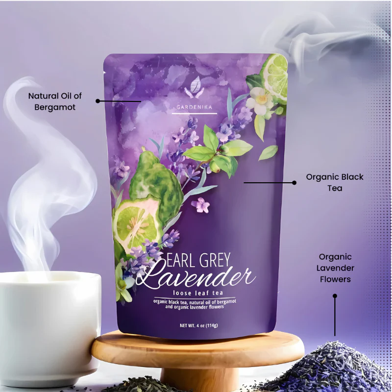 Gardenika Earl Grey Lavender Black Tea with Lavender Flowers & Bergamot - 4 oz (113g) - Image 2