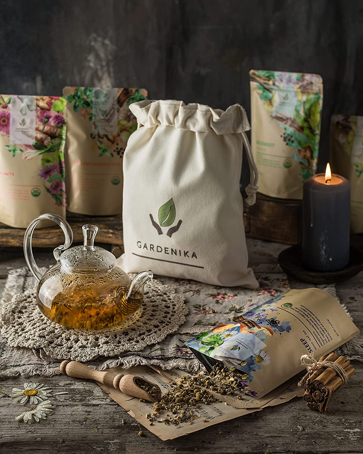 Gardenika Gardenika Loose Leaf Herbal Tea Gift Sampler, USDA Organic, Caffeine Free, 120+ Cups – 5 Pack - Image 2