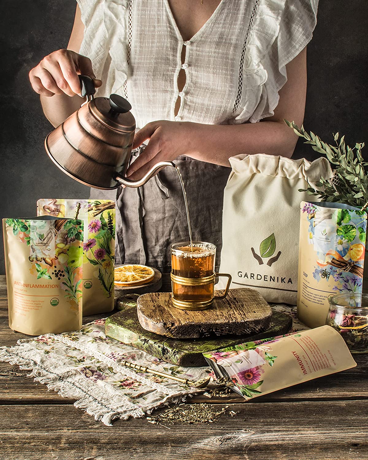 Gardenika Gardenika Loose Leaf Herbal Tea Gift Sampler, USDA Organic, Caffeine Free, 120+ Cups – 5 Pack - Image 3