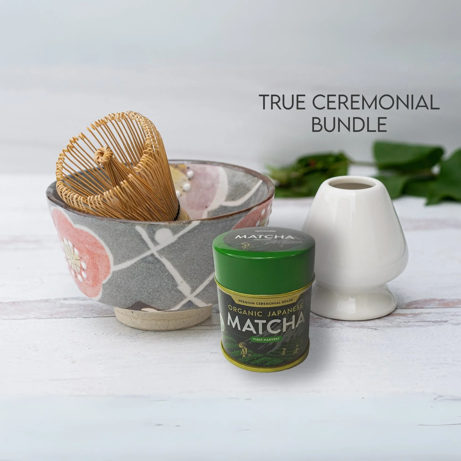 Aprika Life Gray with Flowers Ceramic Matcha Bowl - Image 12