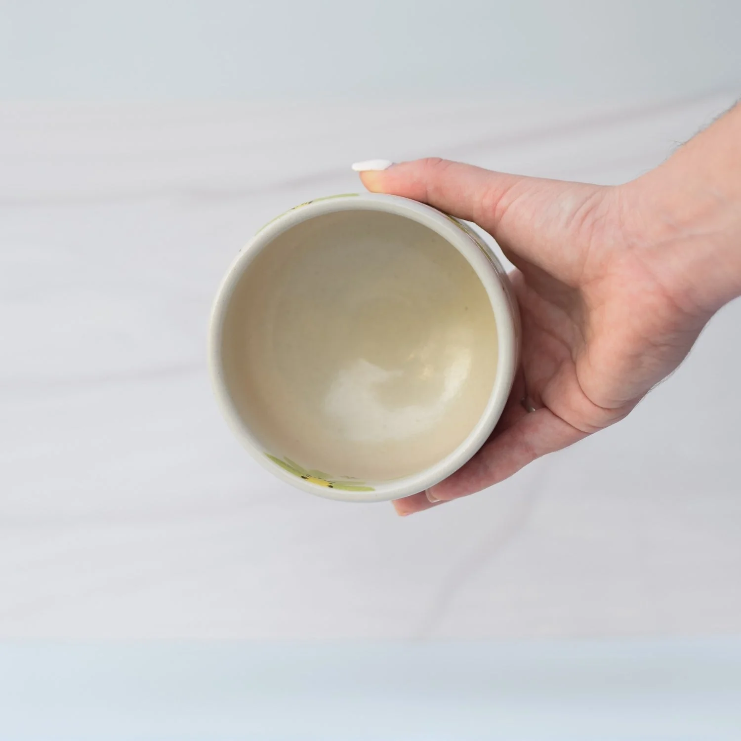 Aprika Life Green Flowers Ceramic Matcha Bowl - Image 3
