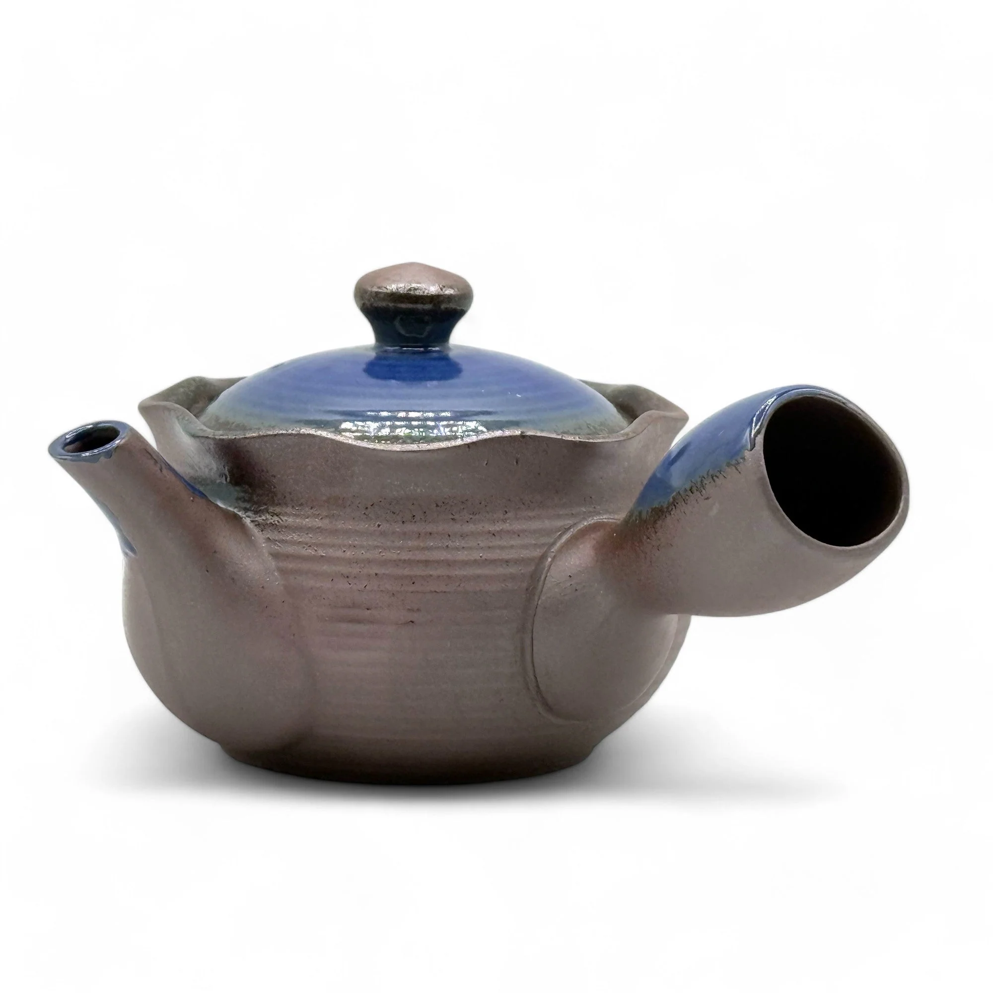 Inoue Tea Hana Mizuki Blue Banko-yaki Kyusu - Japanese Teapot - Image 3