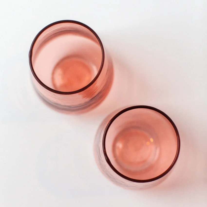 Creative Women Handblown Hammered Glass Water Tumbler, Blush - set of 4 - Image 3