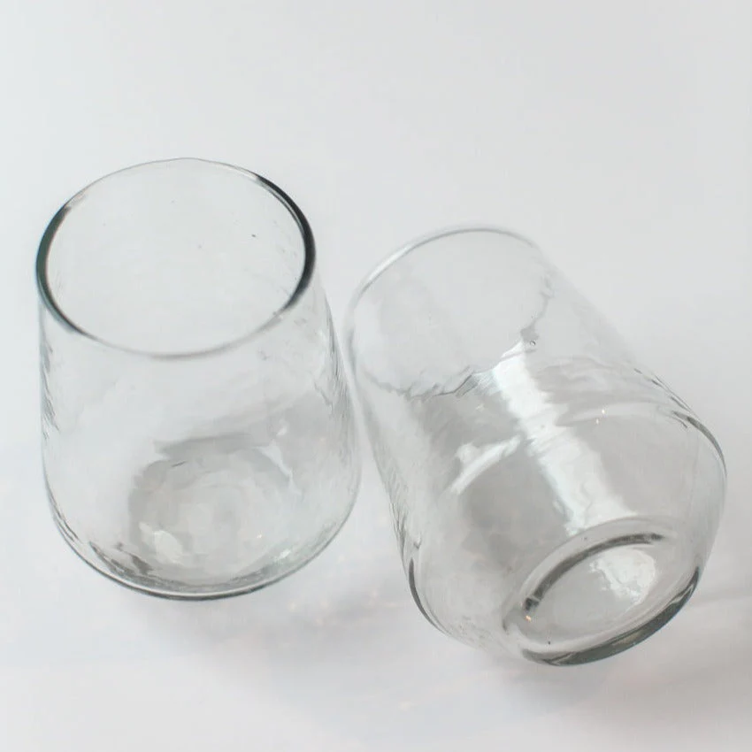 Creative Women Handblown Hammered Glass Water Tumbler, Clear - set of 4 - Image 6