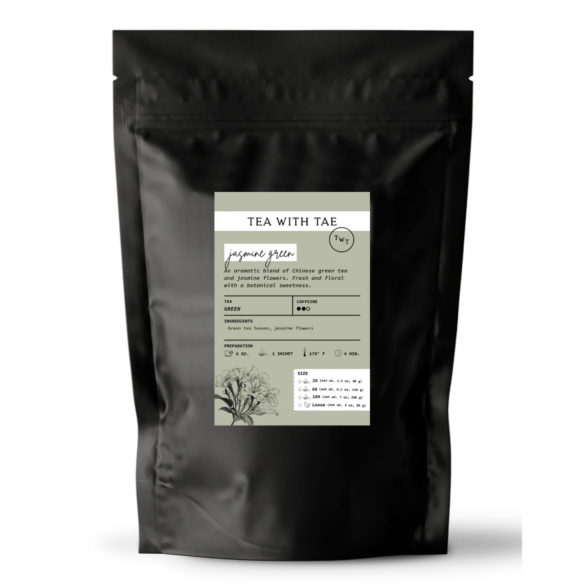 Tea with Tae Jasmine Green Tea Pouch - Image 6