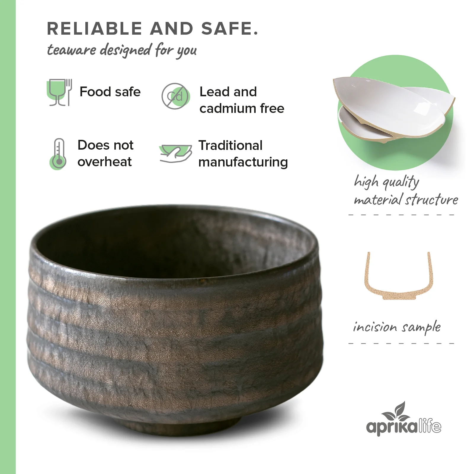 Aprika Life Kaneni Gold Crystal Ceramic Matcha Bowl - Image 4