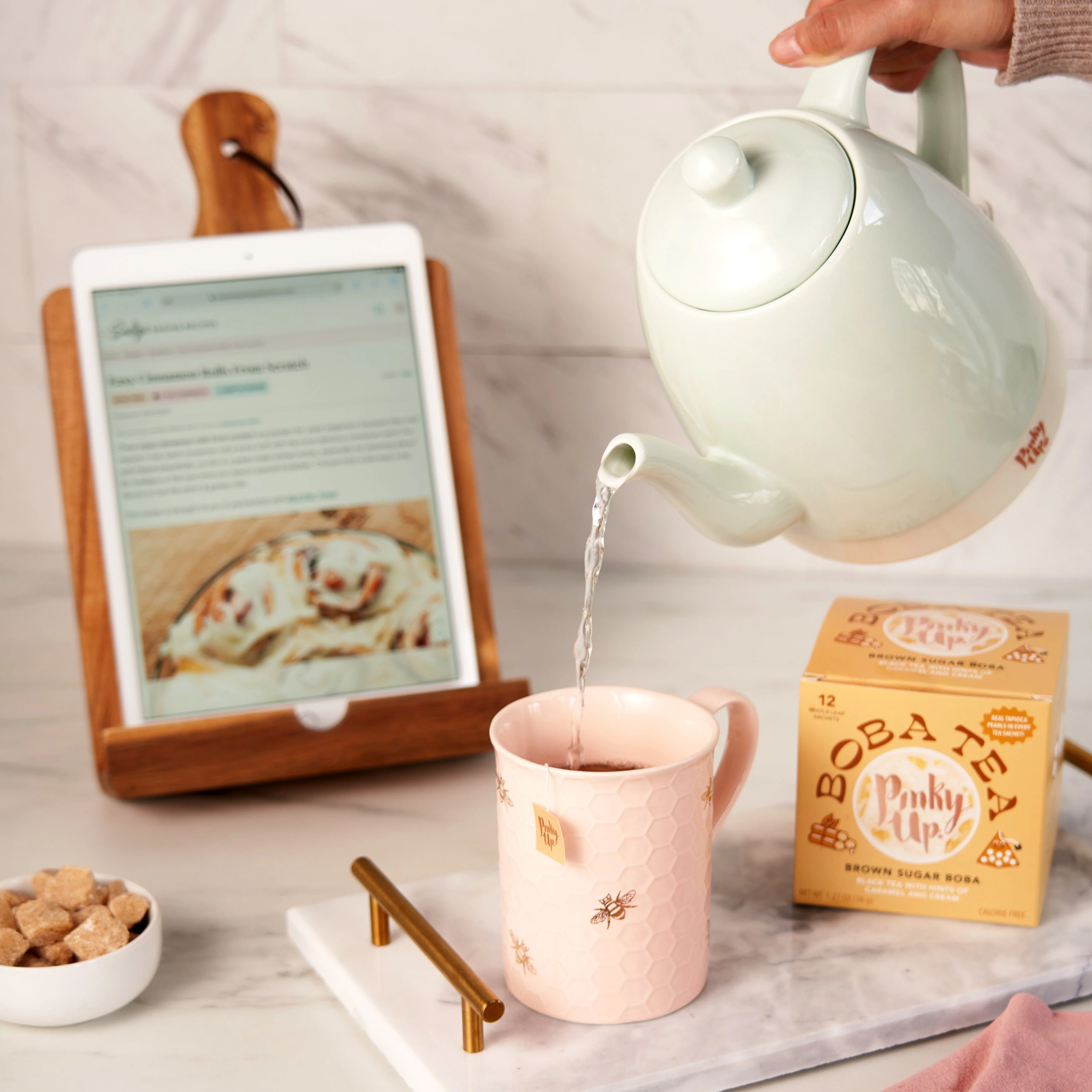 Pinky Up Noelle Ceramic Electric Tea Kettle in Mint - Image 3