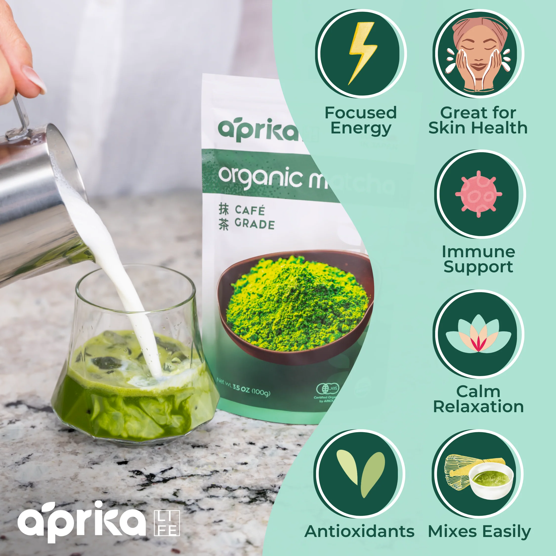Aprika Life Organic Japanese Matcha Green Tea Powder - Image 7