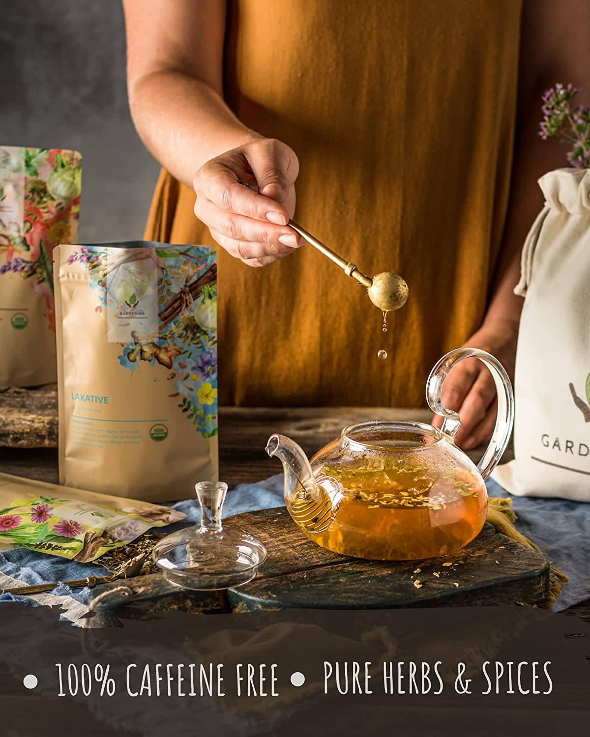 Gardenika Organic Loose Leaf Tea Sampler, Caffeine-Free Herbal Assortment, 120+ Cups – 5 Pack - Image 3