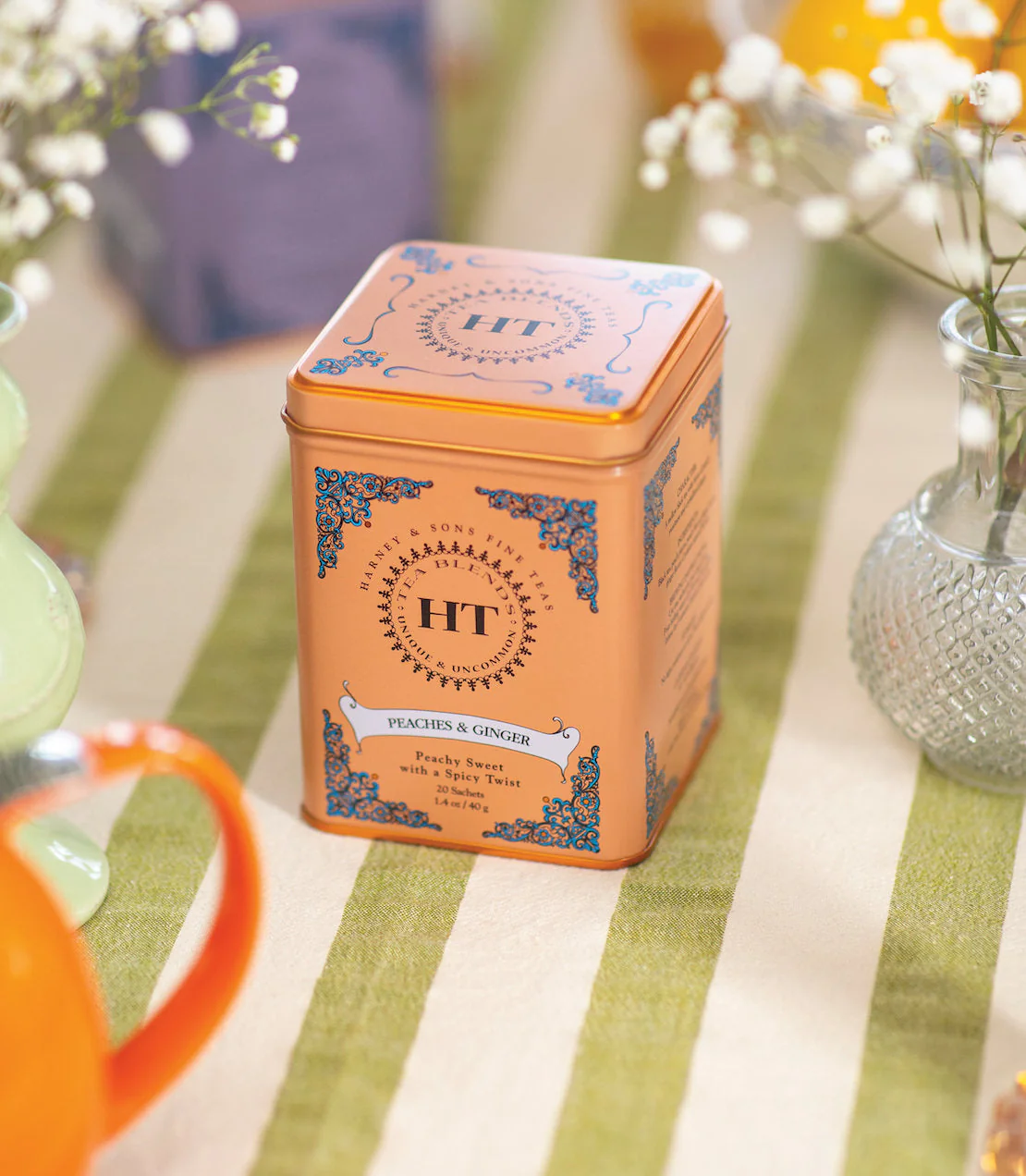 Harney & Sons Peaches & Ginger, HT Tin of 20 Sachets - Image 2