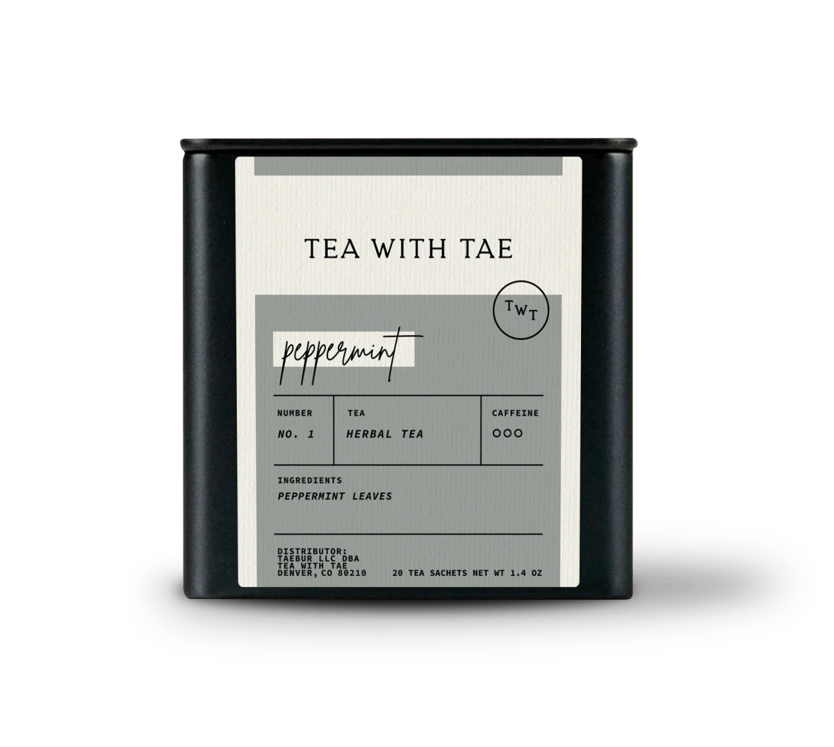 Tea with Tae Peppermint Tea Tin Gift (20 tea sachets)