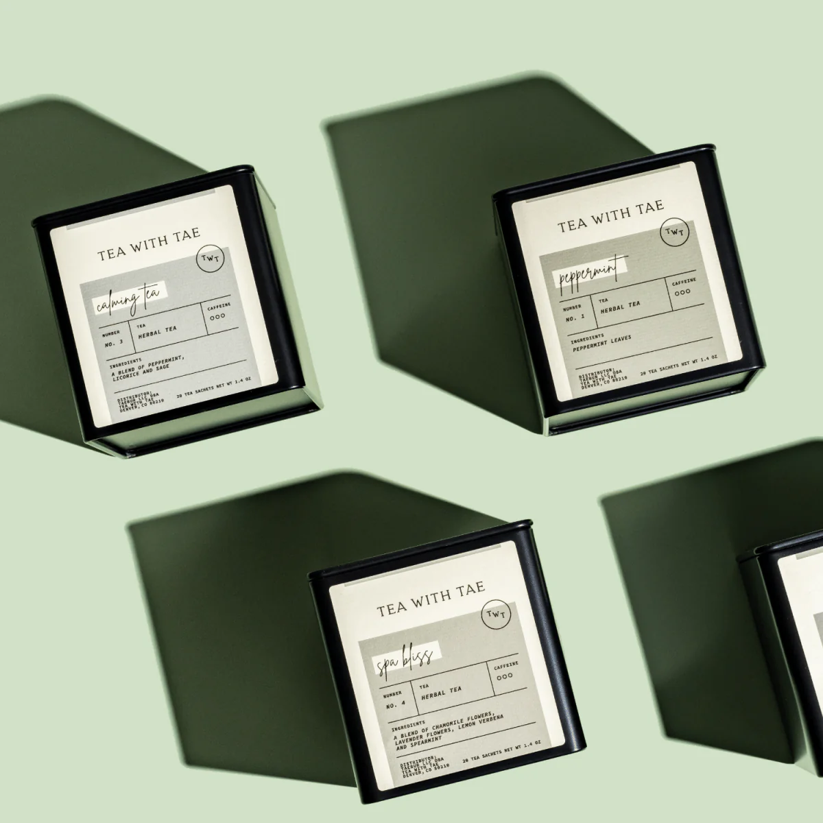 Tea with Tae Peppermint Tea Tin Gift (20 tea sachets) - Image 2