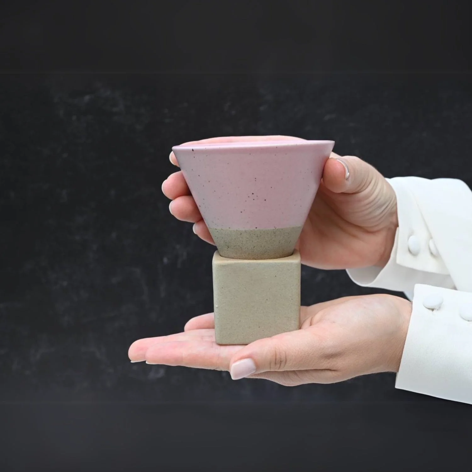 Aprika Life Pink Coffee Mug with Base - 6.8 oz/200ml - Image 4