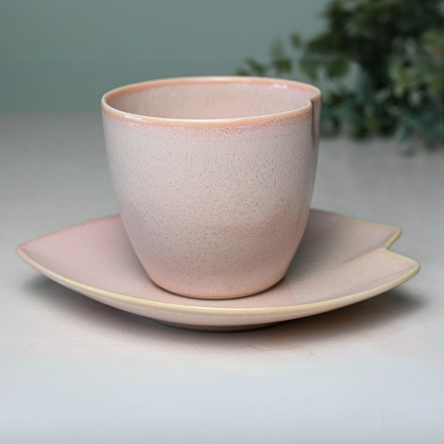 Aprika Life Pink LOVE Ceramic Tea Cup with Saucer - Image 3