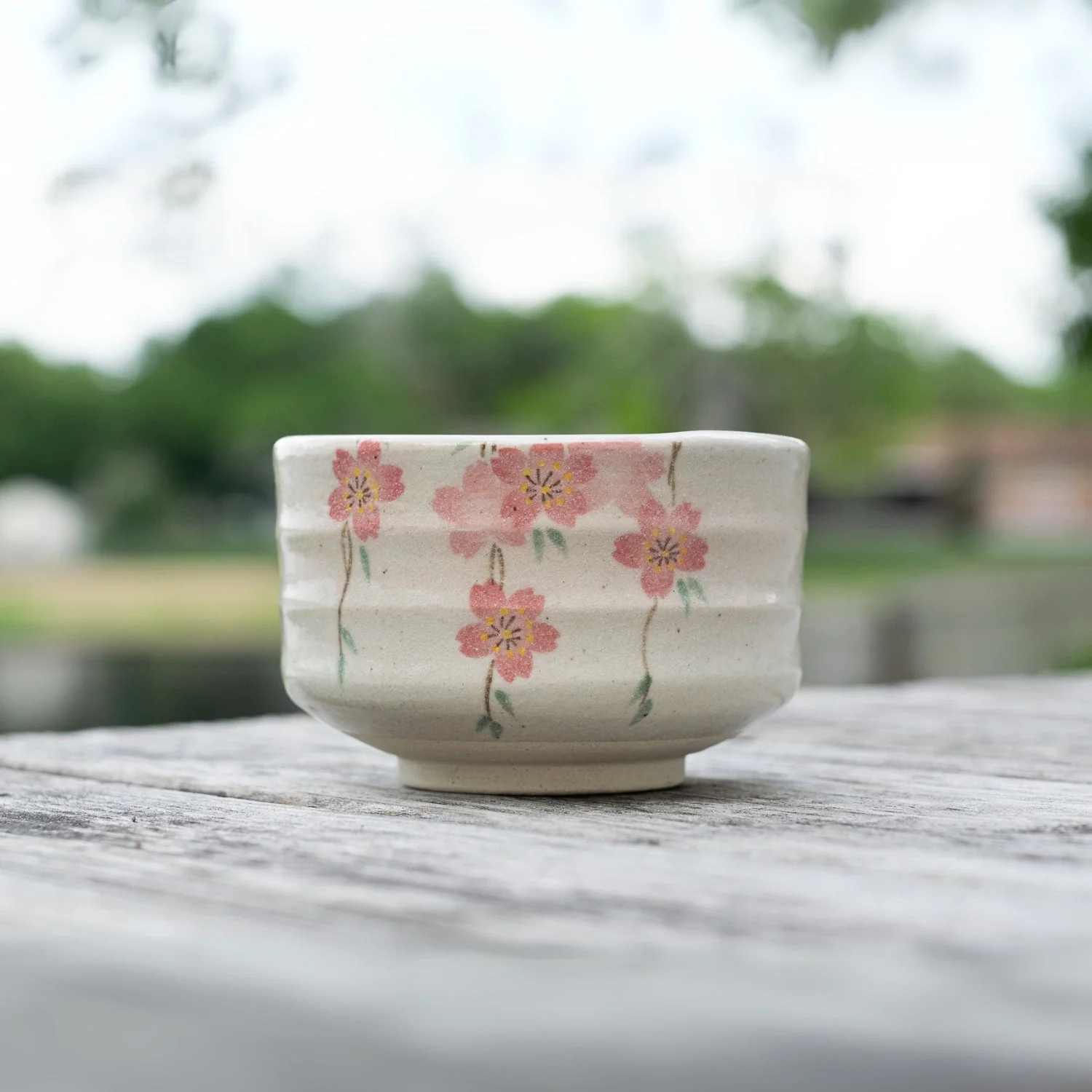Aprika Life Pink Sakura Flowers Ceramic Matcha Bowl - Image 2
