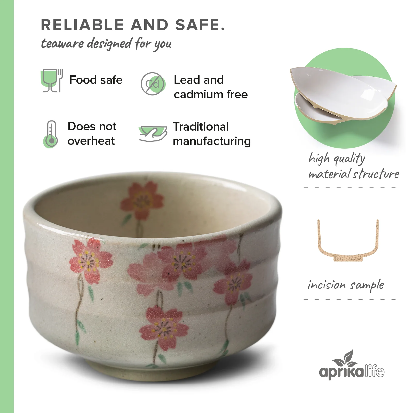 Aprika Life Pink Sakura Flowers Ceramic Matcha Bowl - Image 6