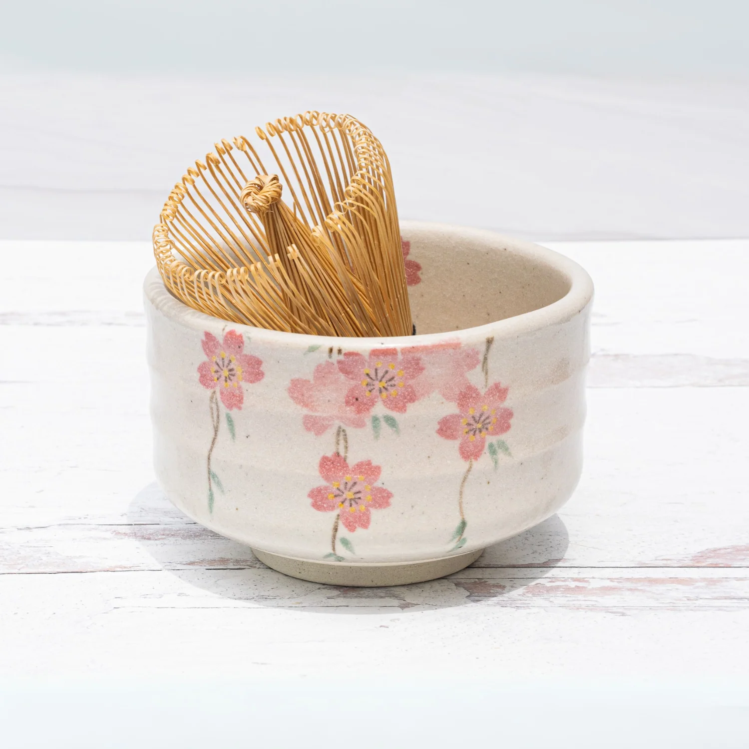 Aprika Life Pink Sakura Flowers Ceramic Matcha Bowl - Image 8