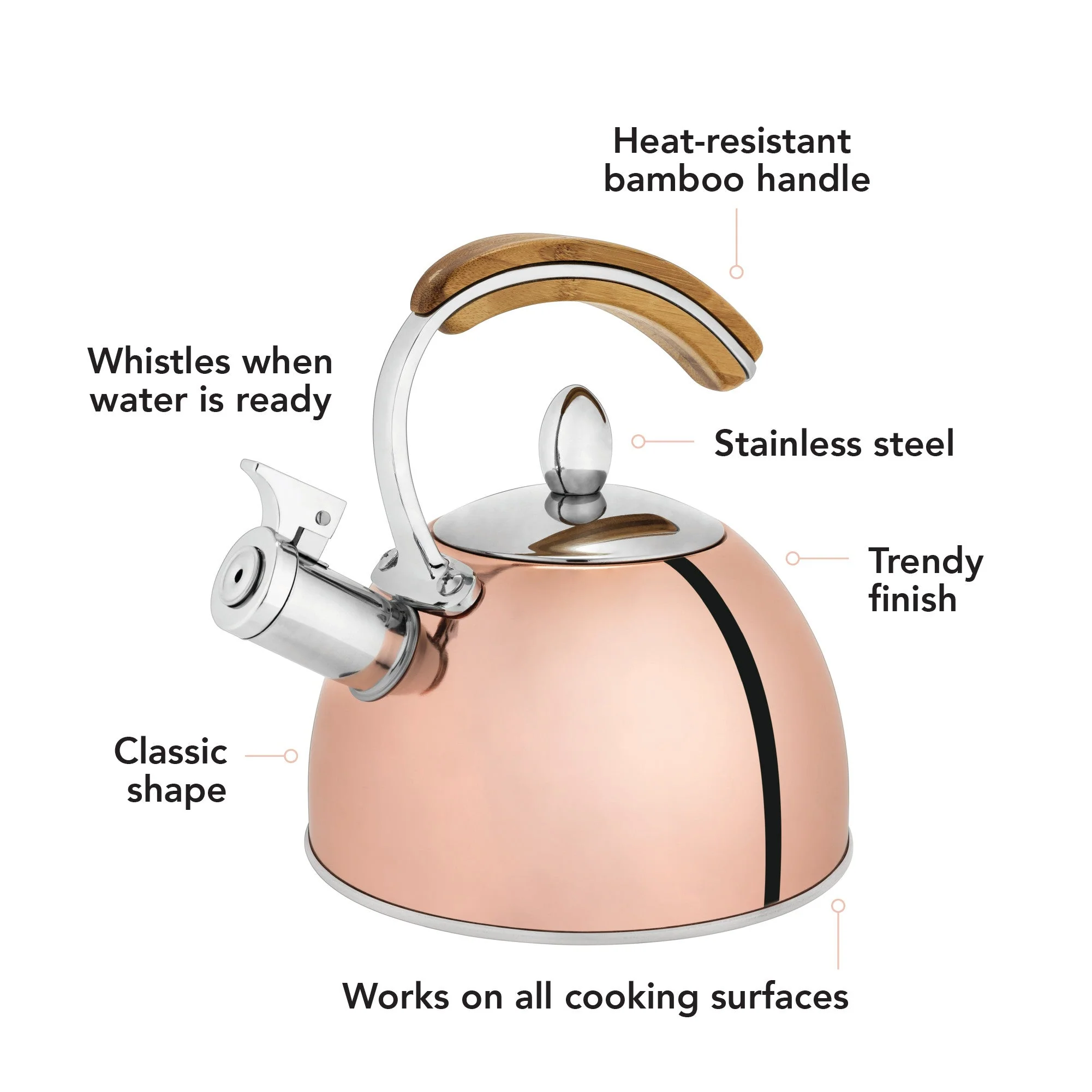Pinky Up Presley Tea Kettle in Rose Gold - Image 4