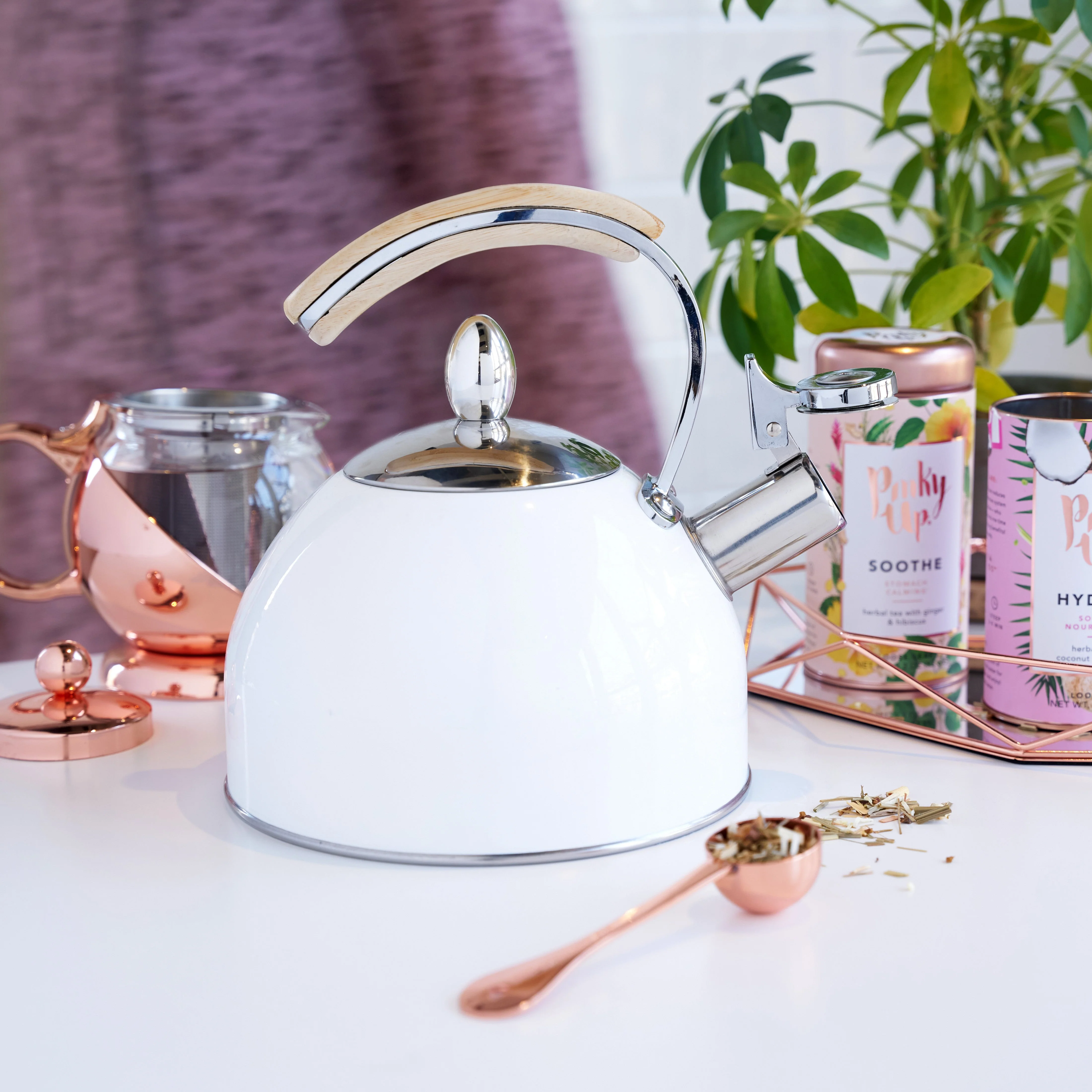 Pinky Up Presley White Tea Kettle - Image 3