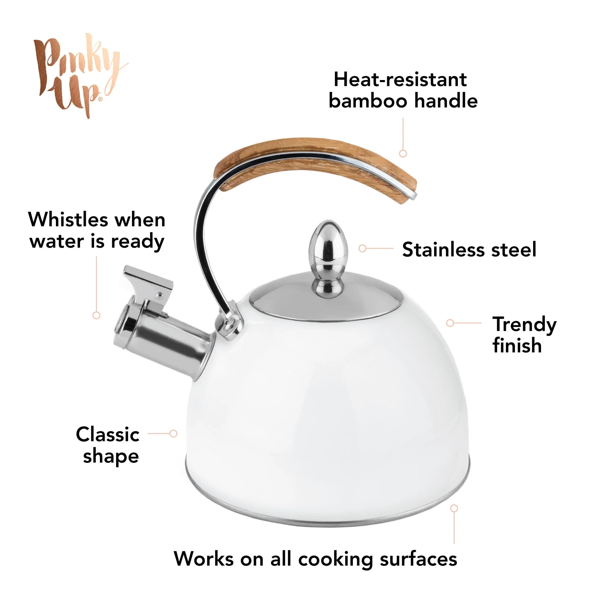 Pinky Up Presley White Tea Kettle - Image 5
