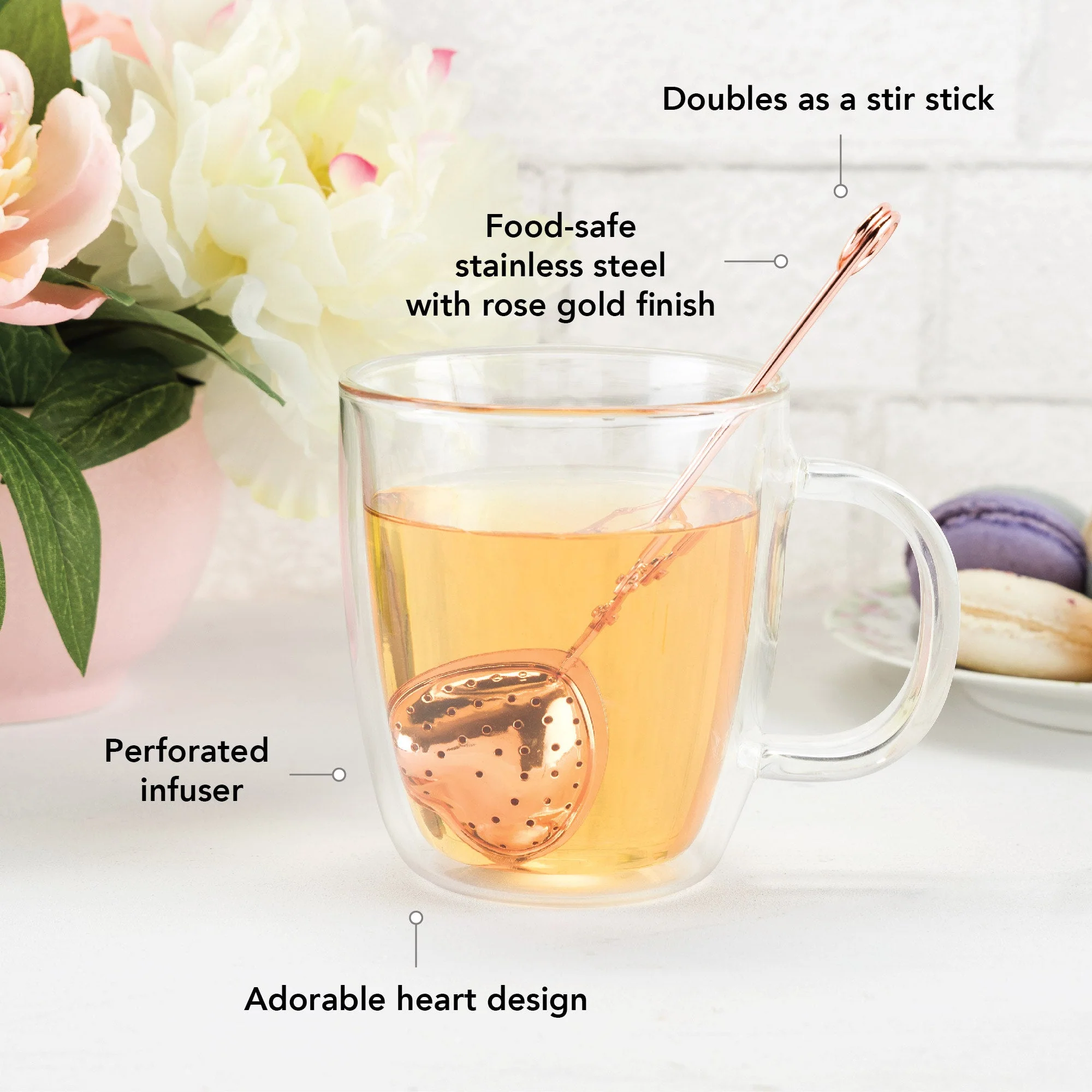 Pinky Up Rose Gold Heart Tea Infuser - Image 5