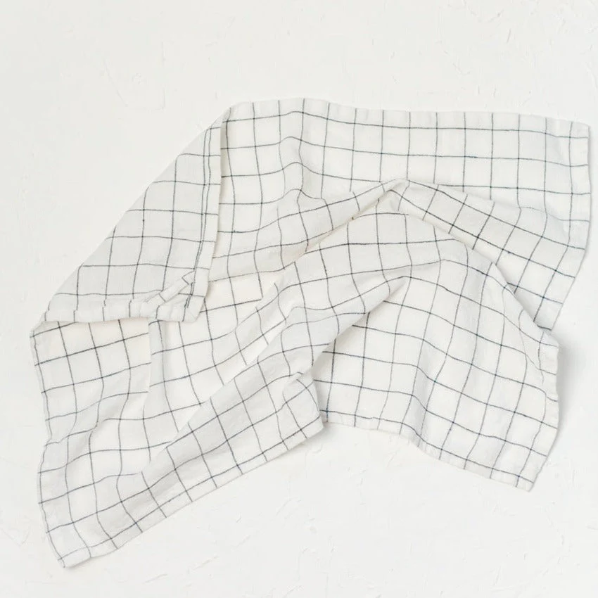 Creative Women Stone Washed Linen Tea Towel - Windowpane - Image 2