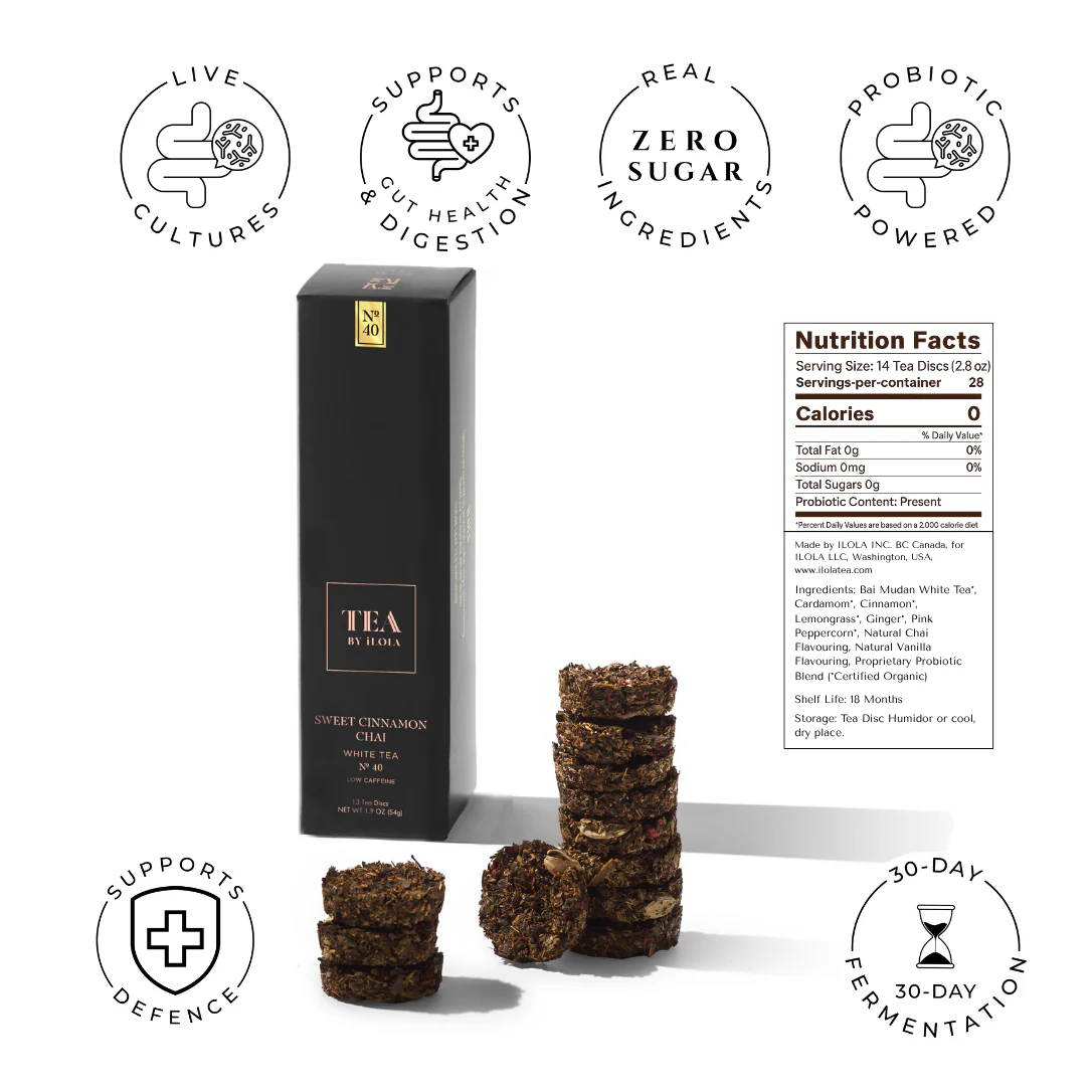 iLOLA Sweet Cinnamon Chai No. 40 – Spiced Probiotic White Tea Discs - Image 6