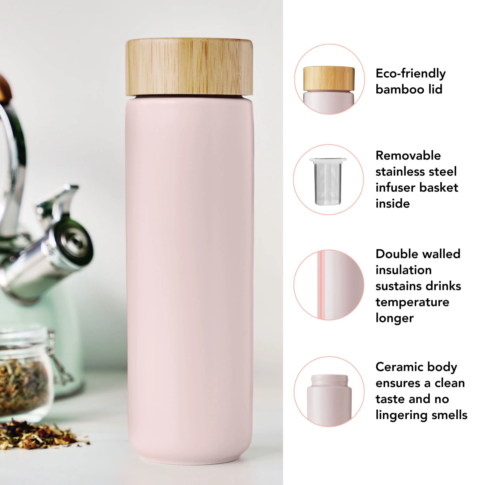 Pinky Up Tatyana Ceramic To-Go Infuser Mug in Lavender - Image 5