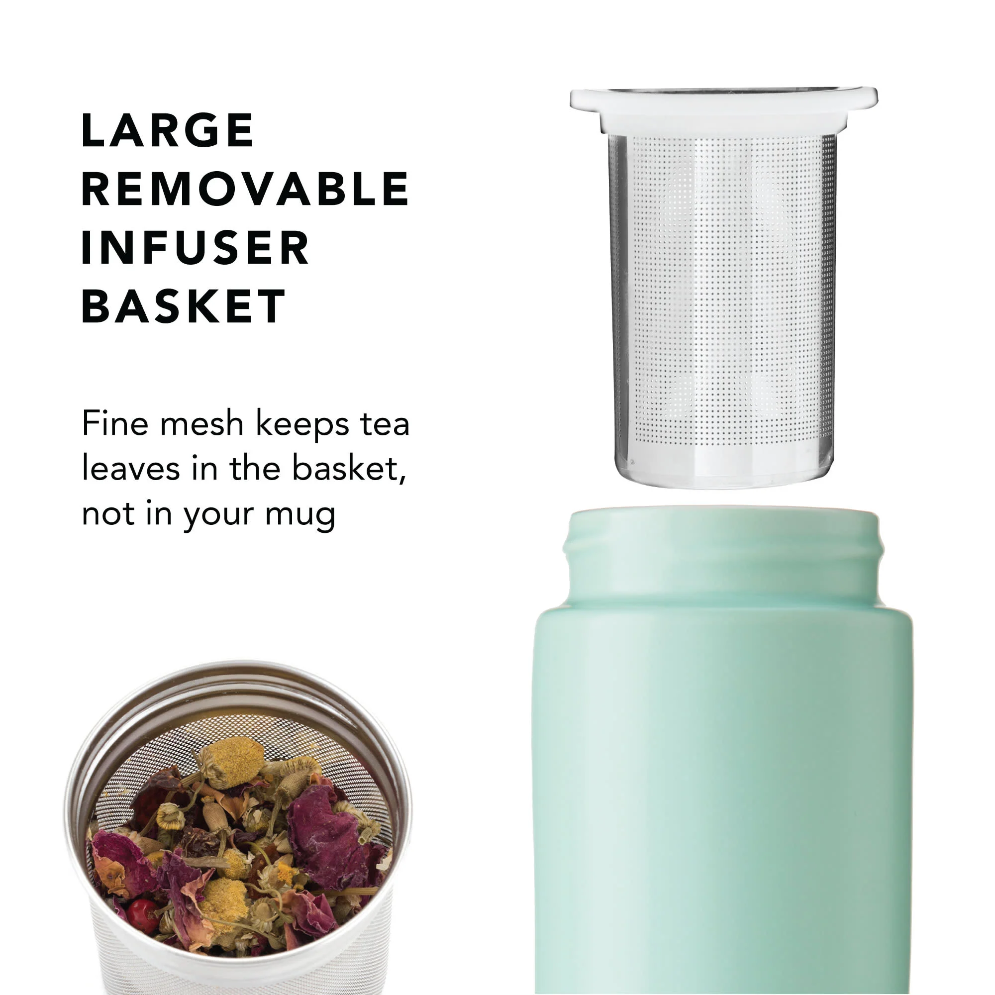 Pinky Up Tatyana Ceramic To-Go Infuser Mug in Turquoise - Image 5