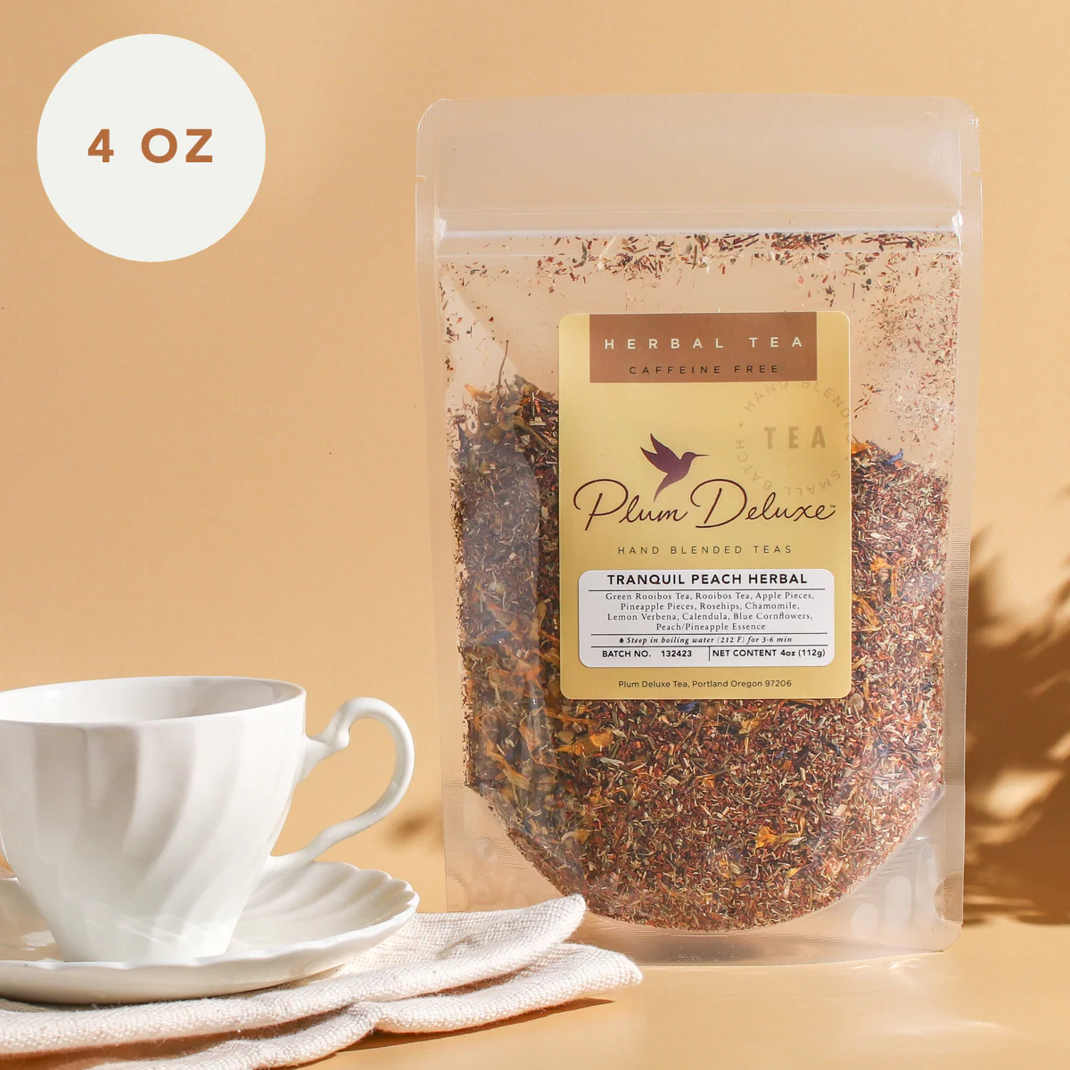 Plum Deluxe Tranquil Peach Herbal Tea (Pineapple - Peach - Chamomile) - Image 11