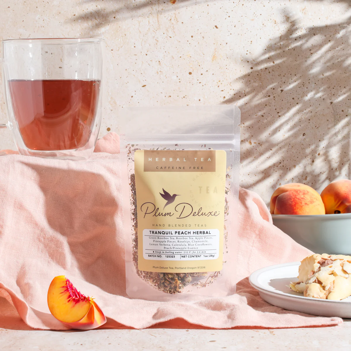 Plum Deluxe Tranquil Peach Herbal Tea (Pineapple - Peach - Chamomile) - Image 2